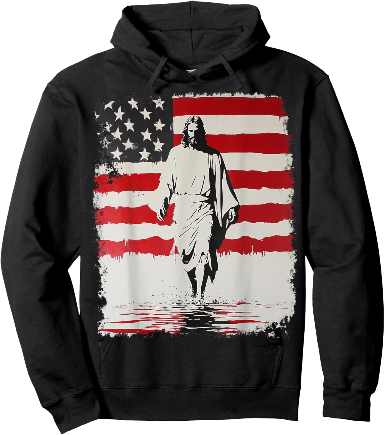 Jesus with American Flag Hoodie - Hoodie | Black