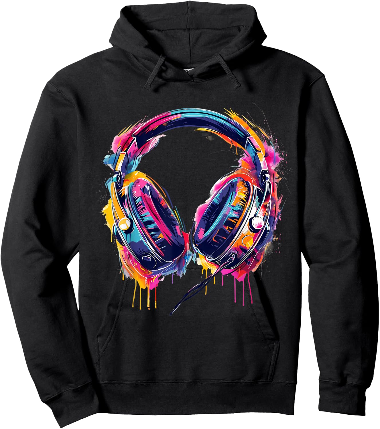 Headphones Music DJ Splash EDM Beatmaker Techno House Music Hoodie - Hoodie | Black