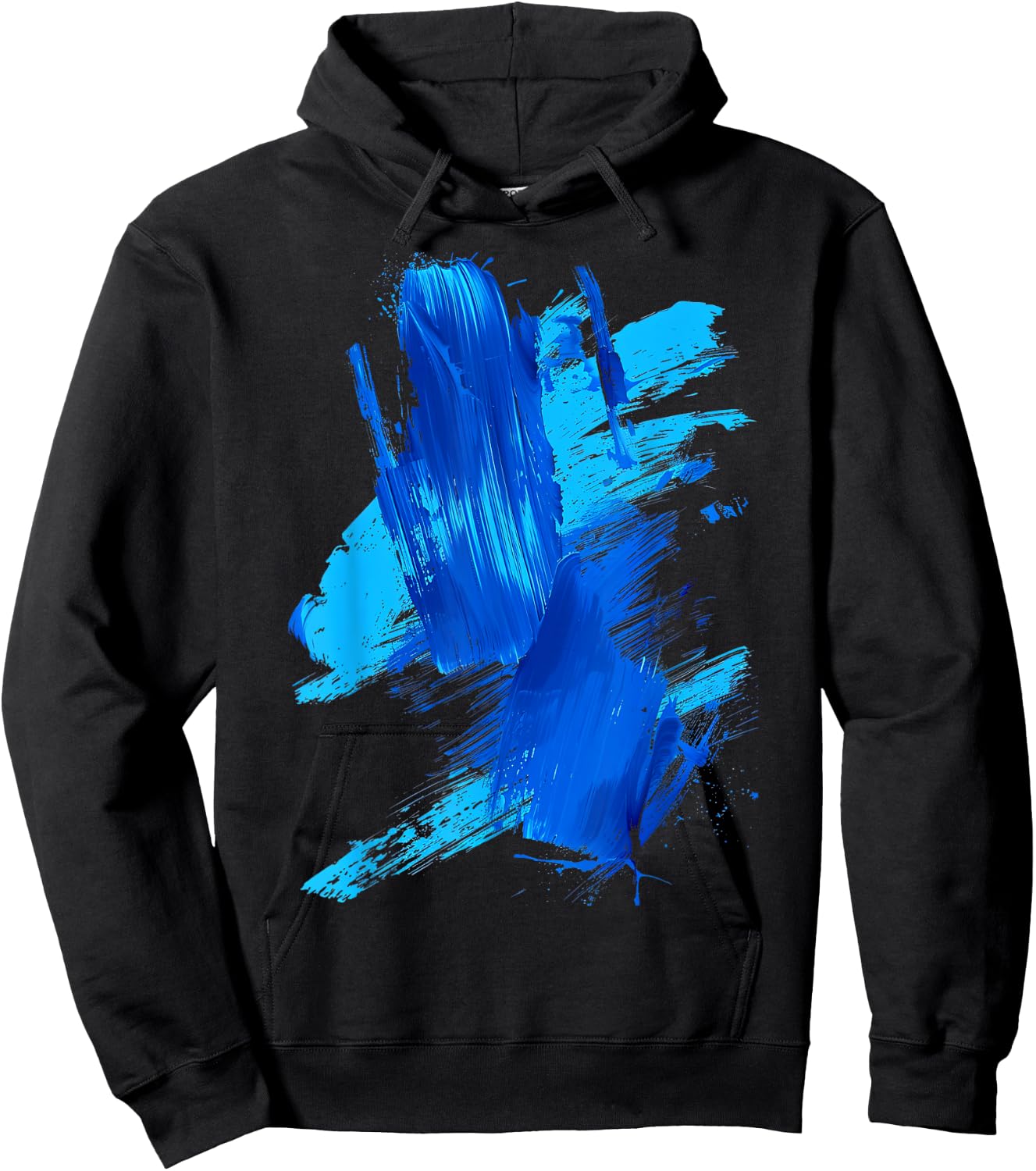 Blue Brushstroke Art Hoodie - Hoodie | Black
