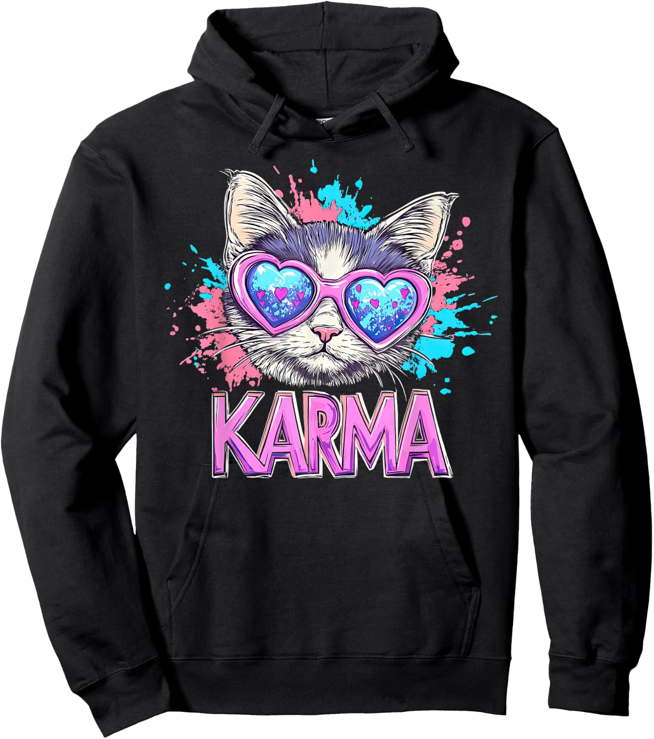 Vintage Cat Karma lovers For Teens Girls Women Men Hoodie - Hoodie | Black