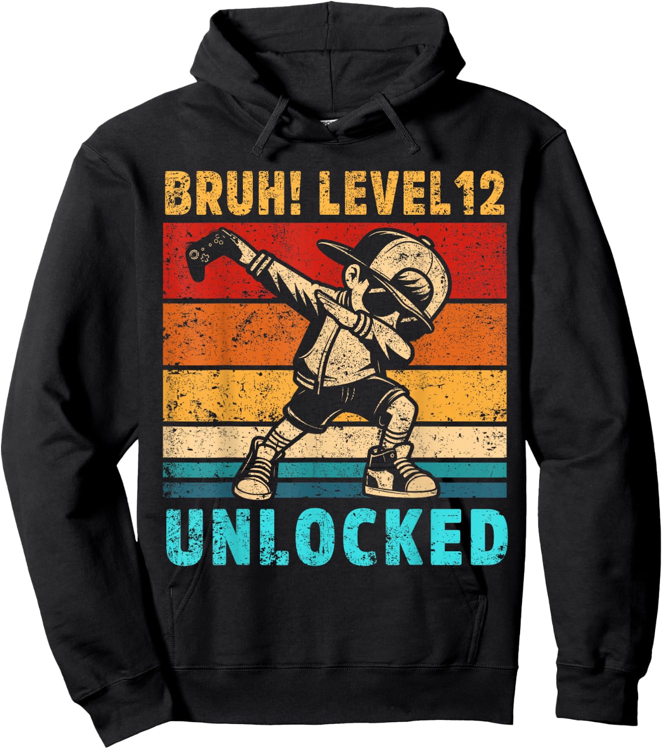 12 Year Old Birthday Dabbing Boy Bruh 12th Level Unlocked Hoodie - Hoodie | Black
