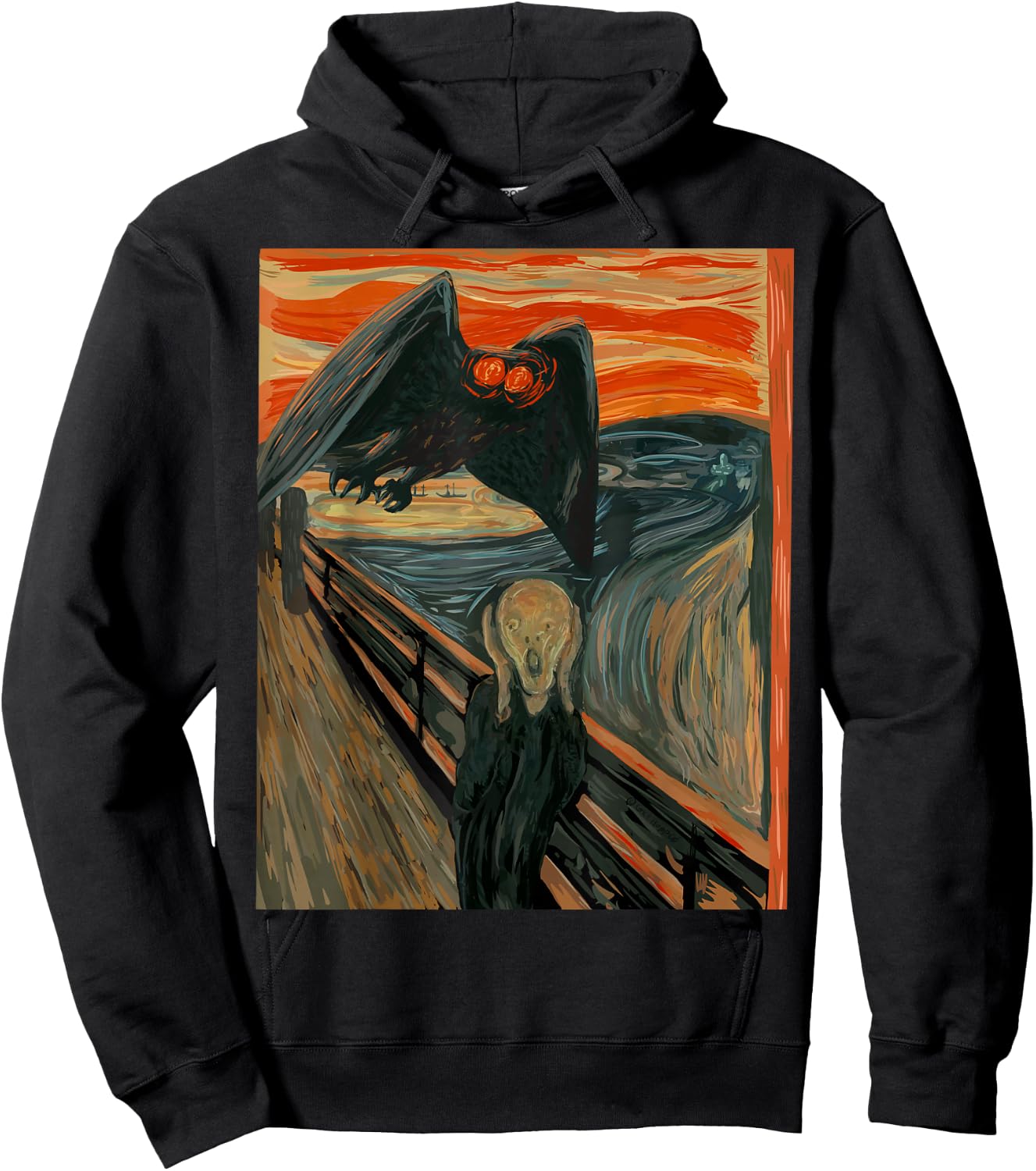 Mothman The Scream Mashup WV Cryptid Art Hoodie - Hoodie | Black