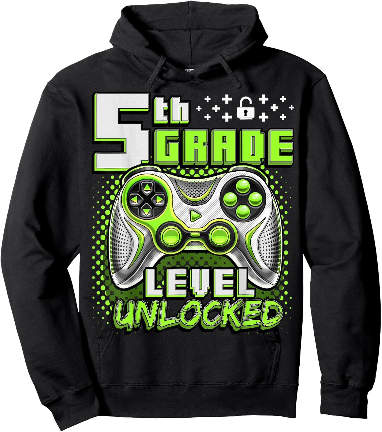 Back to School 5th Grade Boys Gamer First Day School Level Hoodie - Hoodie | Black