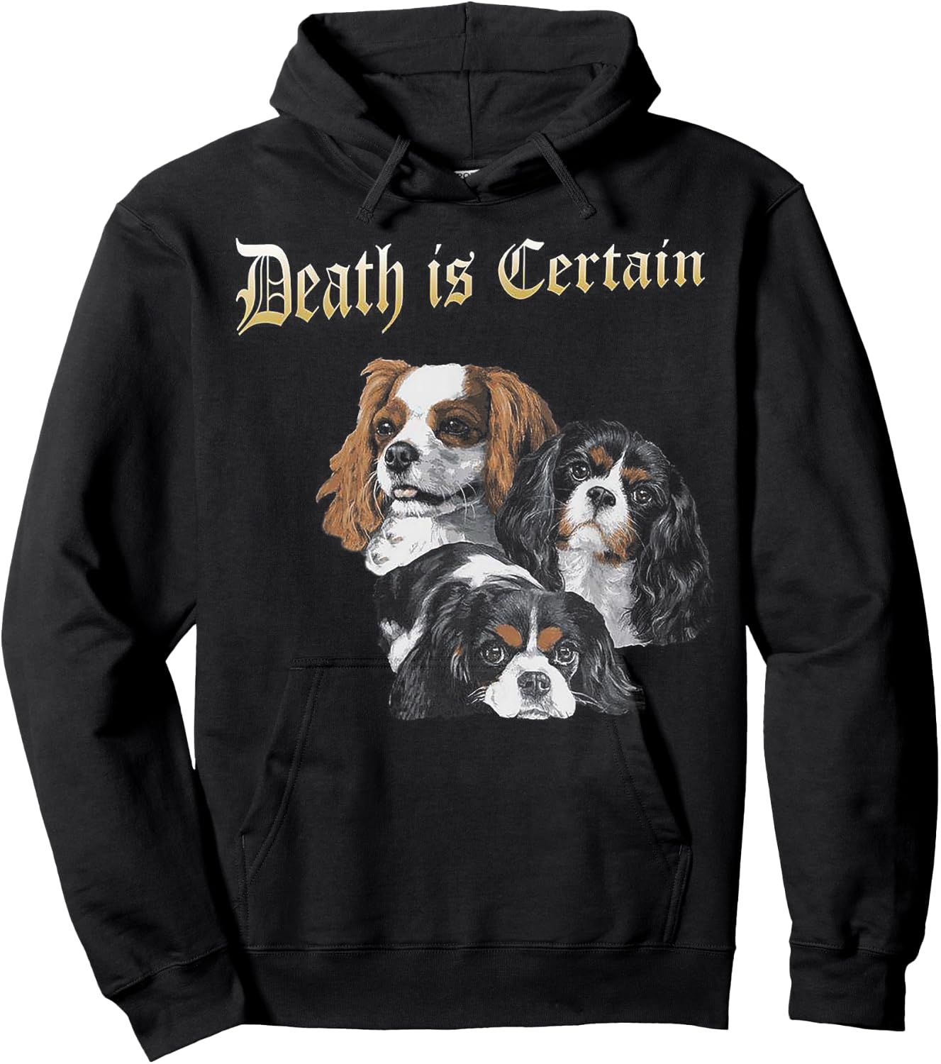 Death Is Certain Funny Cavalier King Charles Spaniel Hoodie - Hoodie | Black