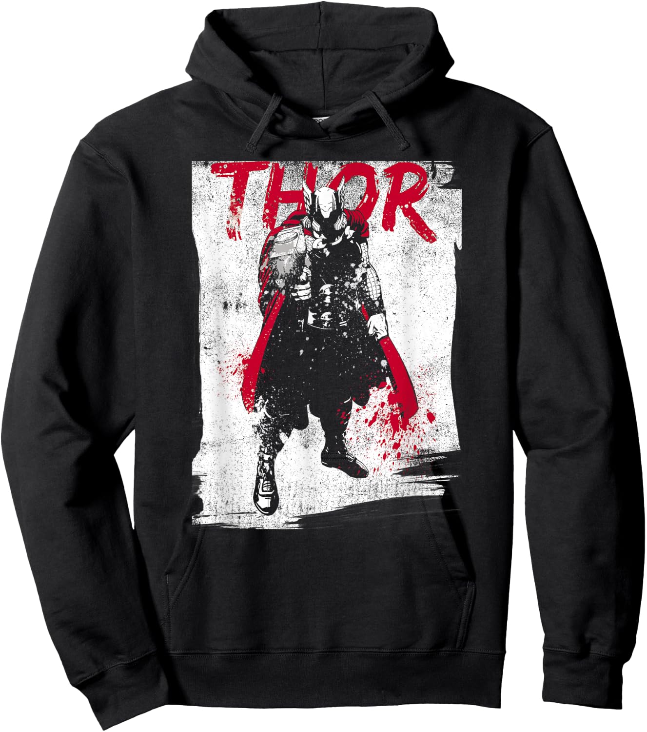 Marvel Avengers Classic Thor Grunge Paint Splatter Poster Hoodie - Hoodie | Black