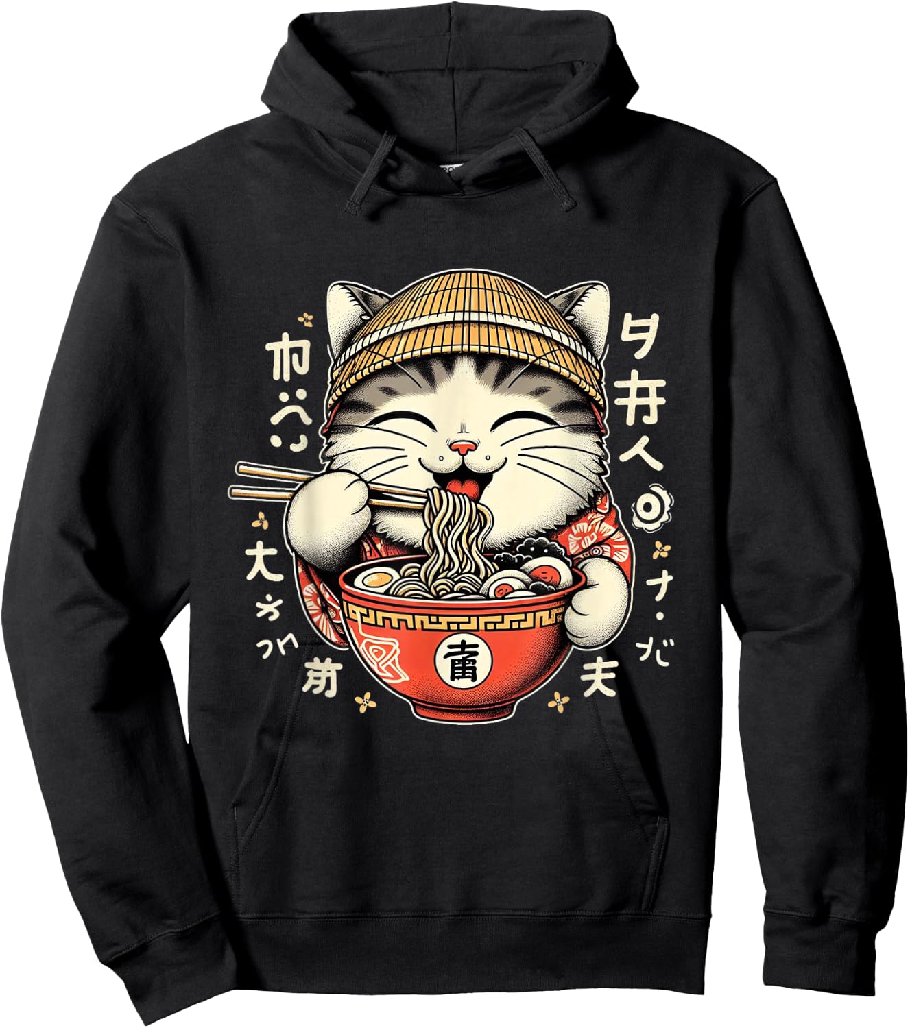 Kawaii Artwork Co by MNI Ramen Cat Kawaii Neko Japanese Noodles Aesthetic Anime Otaku Lover -Adults Black Small Hoodie - Hoodie | Black