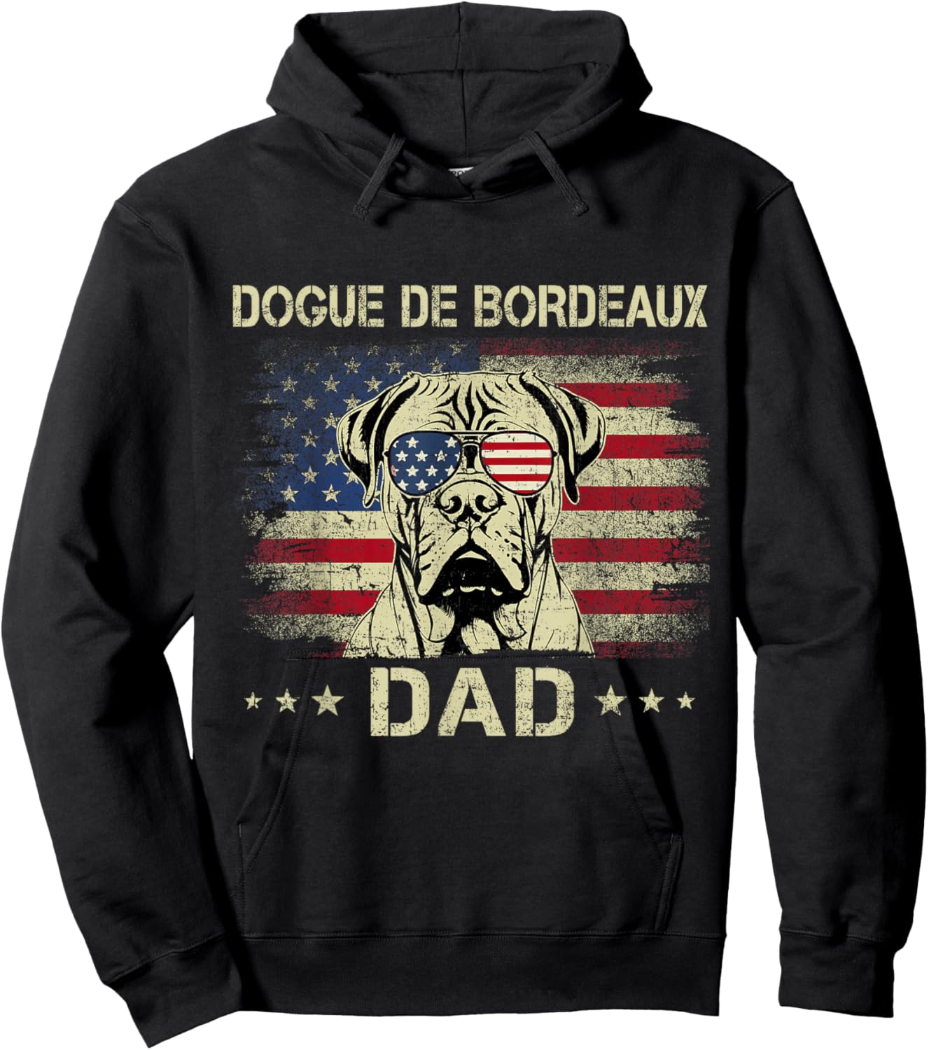 Dogue De Bordeaux Dad Dog Vintage American Flag 4th Of July Men Women Kids Hoodie - Hoodie | Black