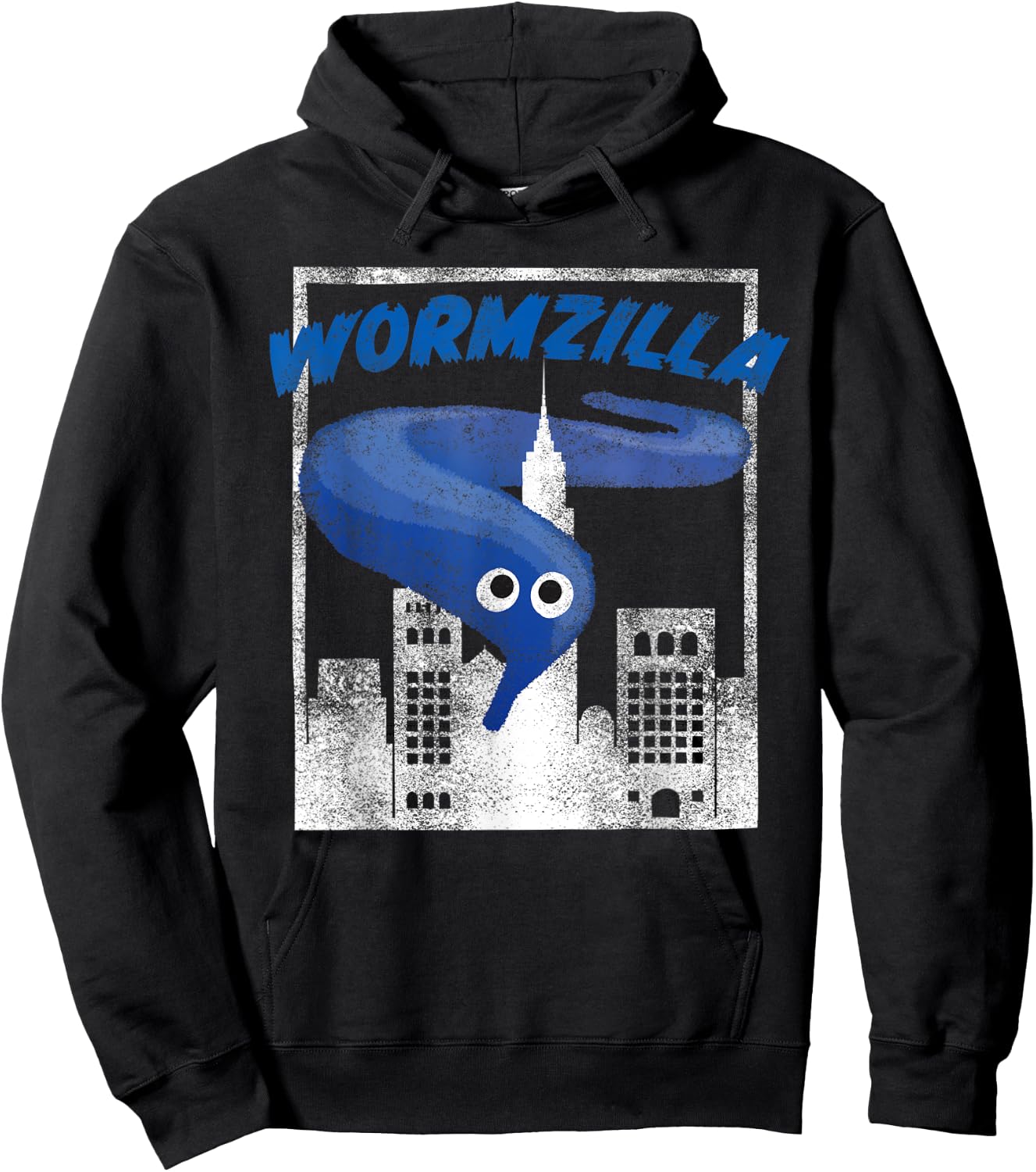 Worm On A String Meme Blue Wormzilla Retro Japanese Style Hoodie - Hoodie | Black