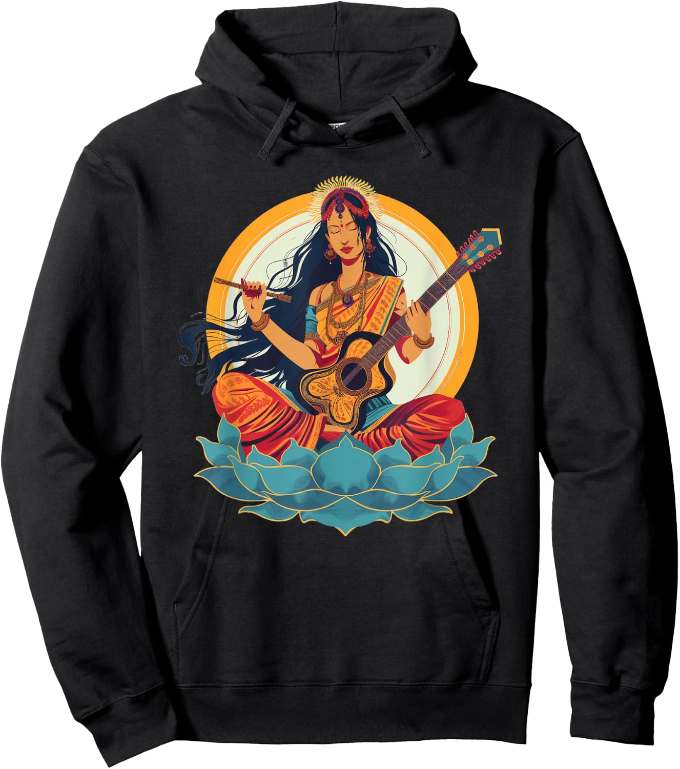 Saraswati 90s Retro Hoodie - Hoodie | Black