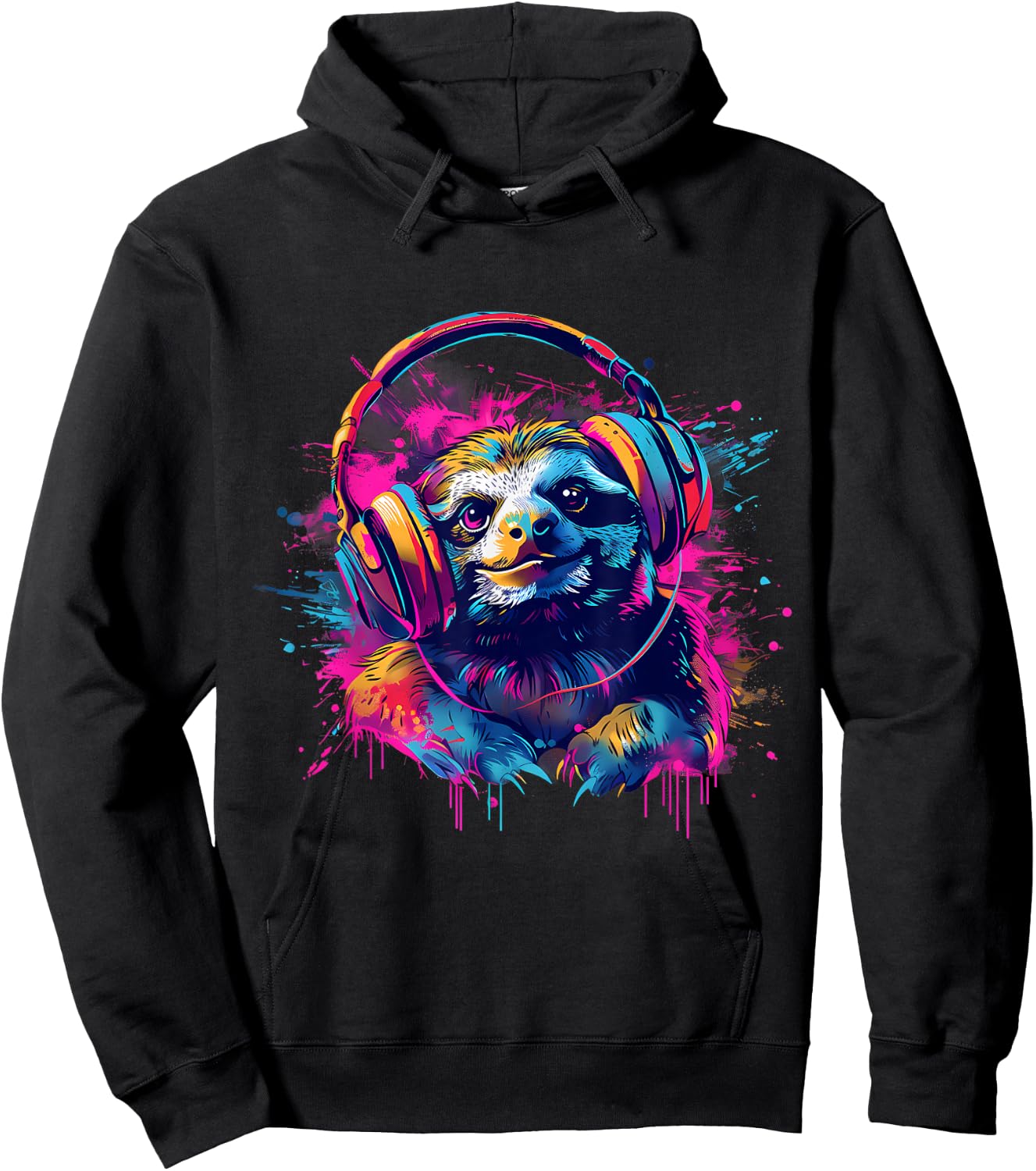 Sloth Music DJ Beatmaker Splash Music EDM Music Headphones Hoodie - Hoodie | Black