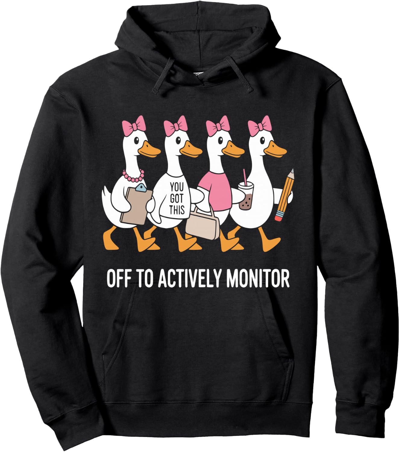 Off to Actively Monitor Teacher Testing Day Goose Hoodie - Hoodie | Black