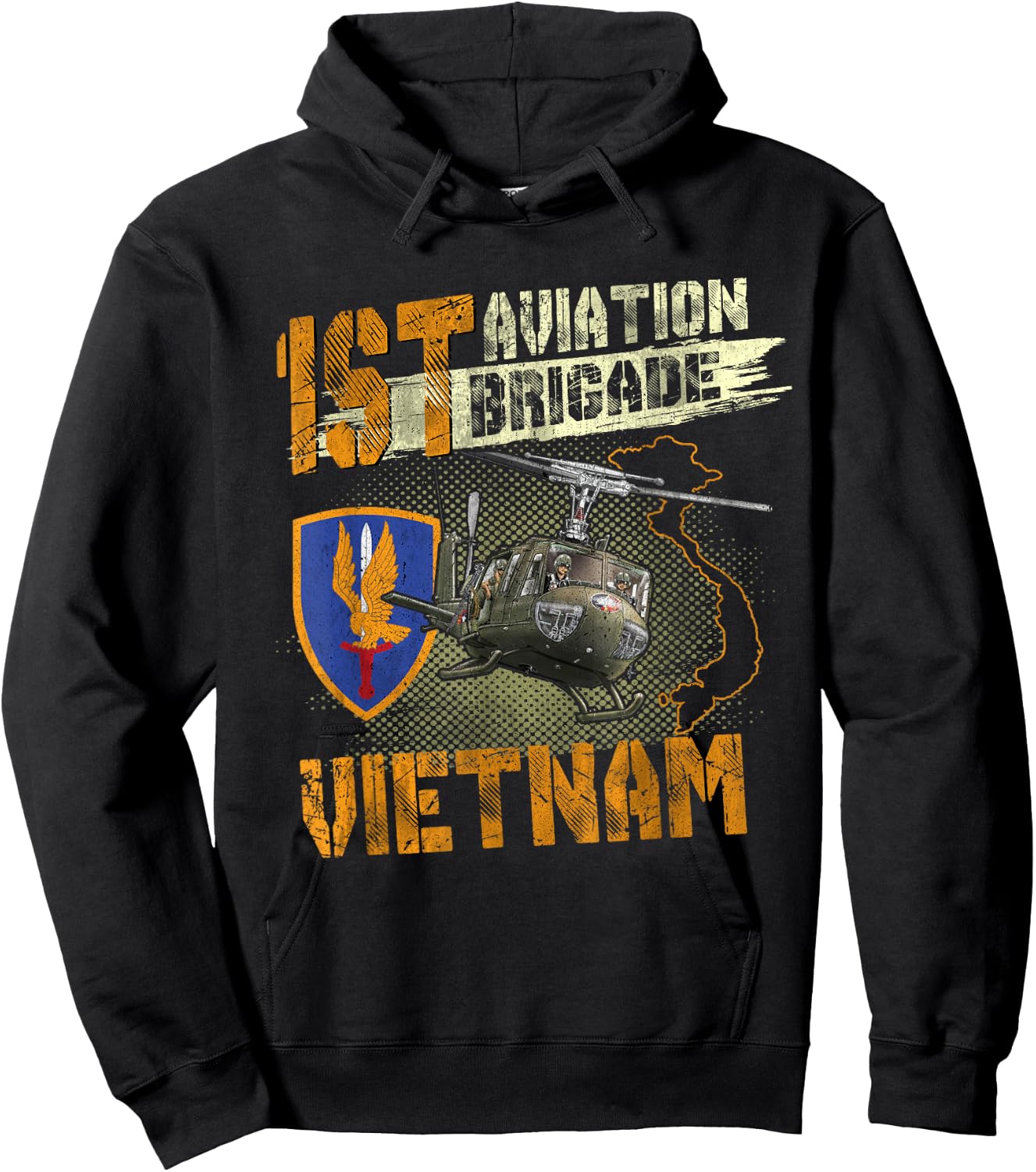 1st Aviation Brigade Vietnam Veteran Pilot Door Gunner Hoodie - Hoodie | Black