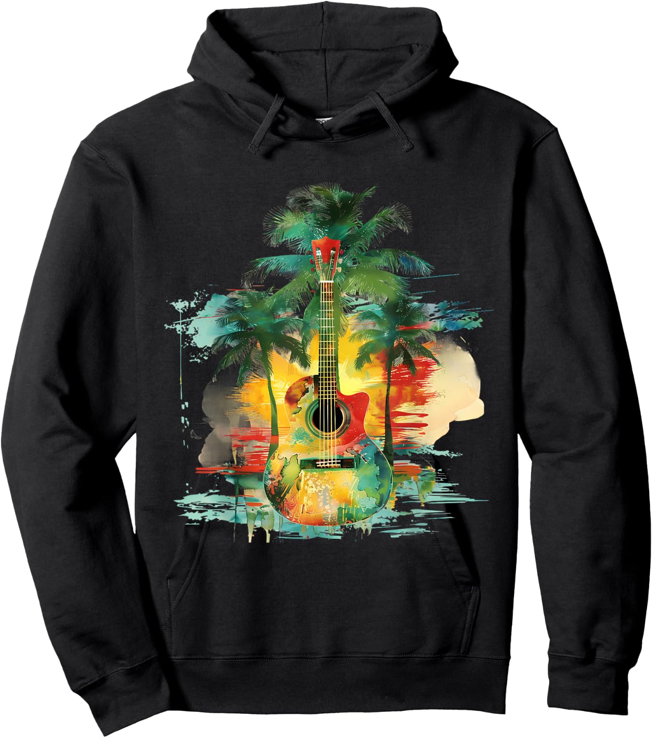 Rasta Reggae Guitar Rastafarian Roots Jamaican Pride Hoodie - Hoodie | Black