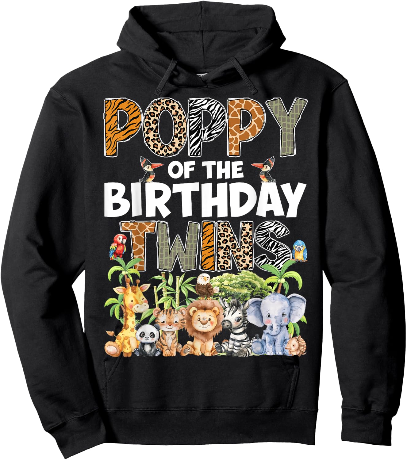 Poppy Of The Birthday Twins Safari Wild Zoo Animals Hoodie - Hoodie | Black
