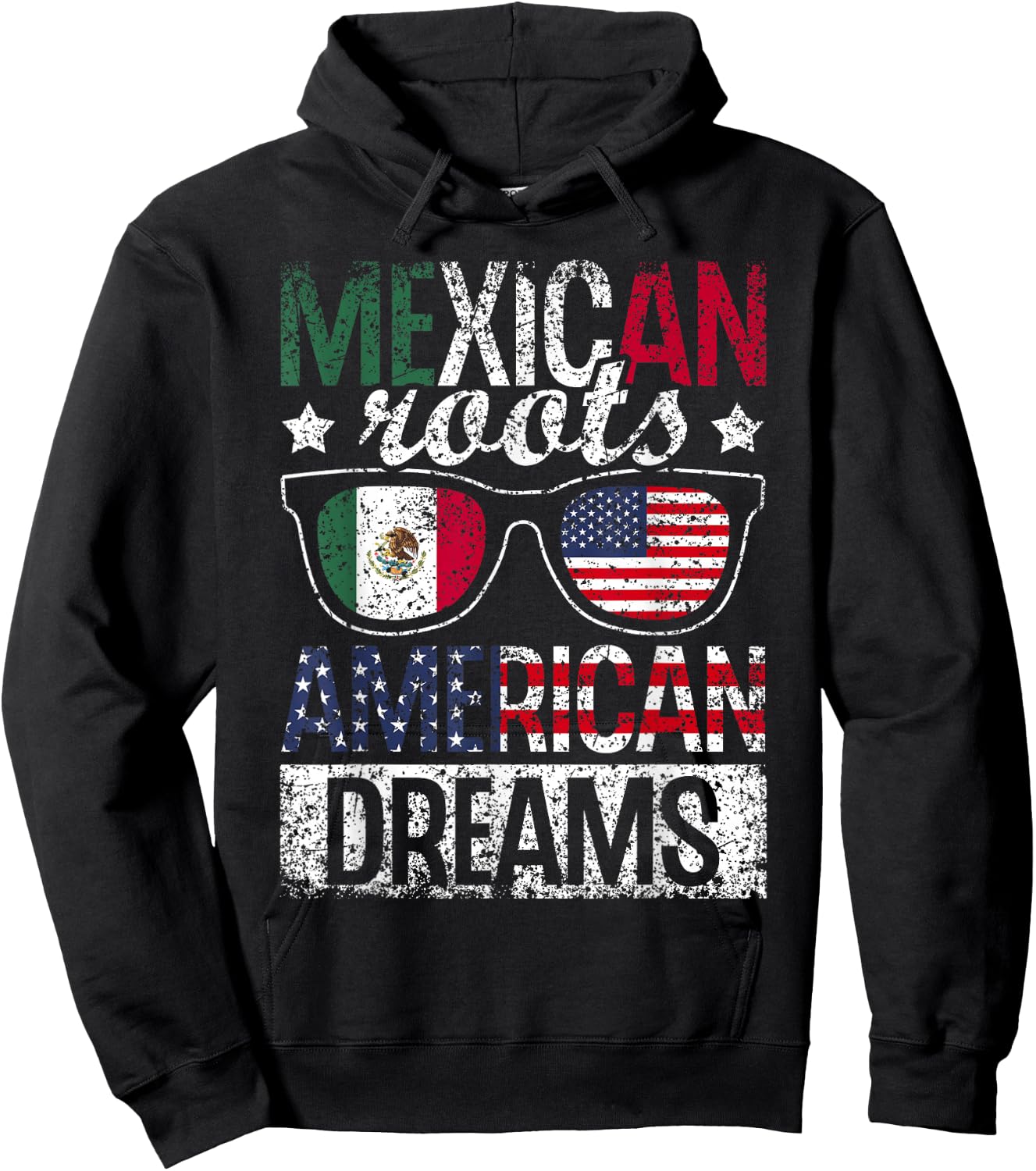 Mexican Roots American Dream Us Mexico Usa Mexican American Hoodie - Hoodie | Black