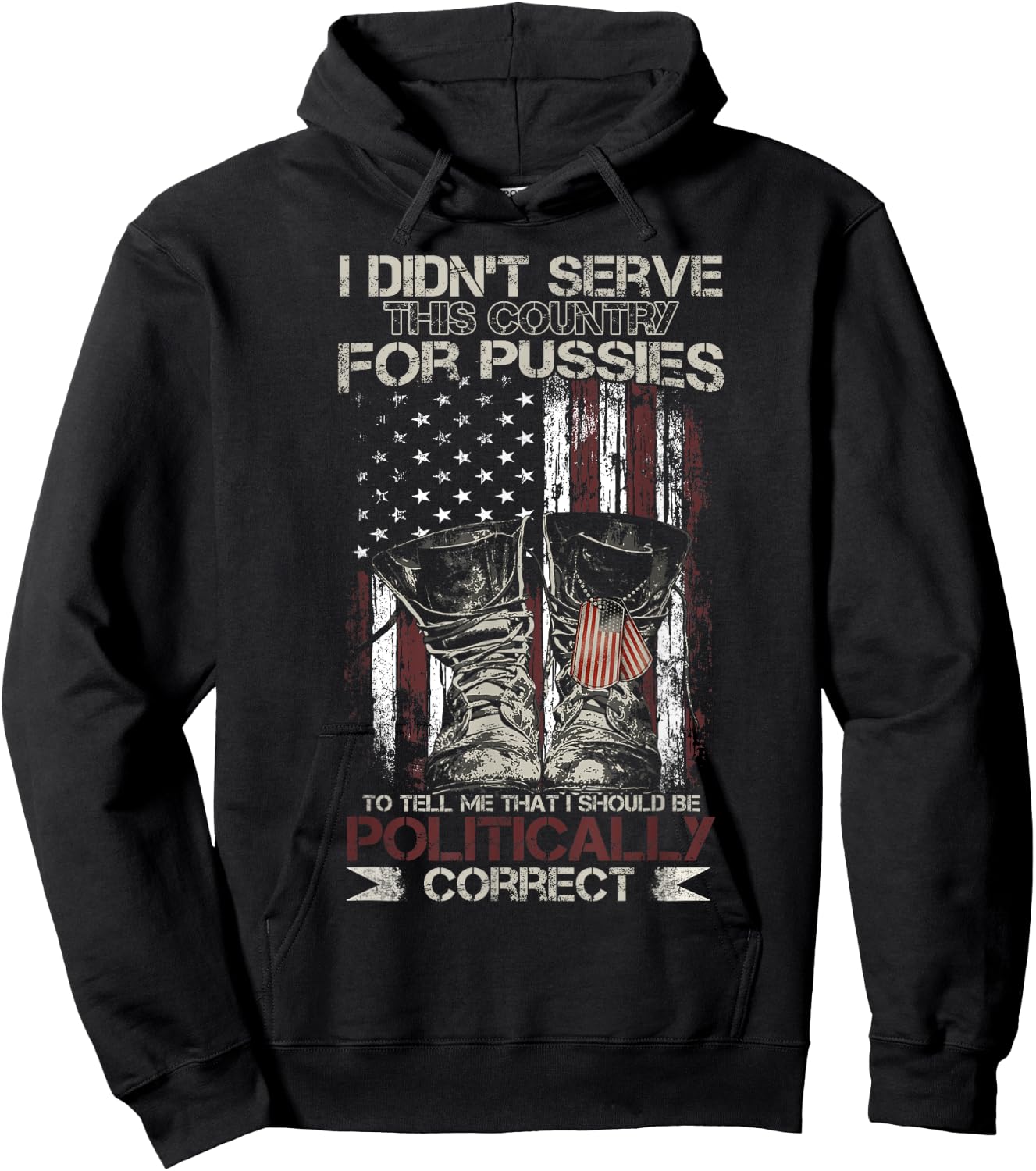 I Didn't Serve This Country For Pussies USA Veteran Flag Hoodie - Hoodie | Black