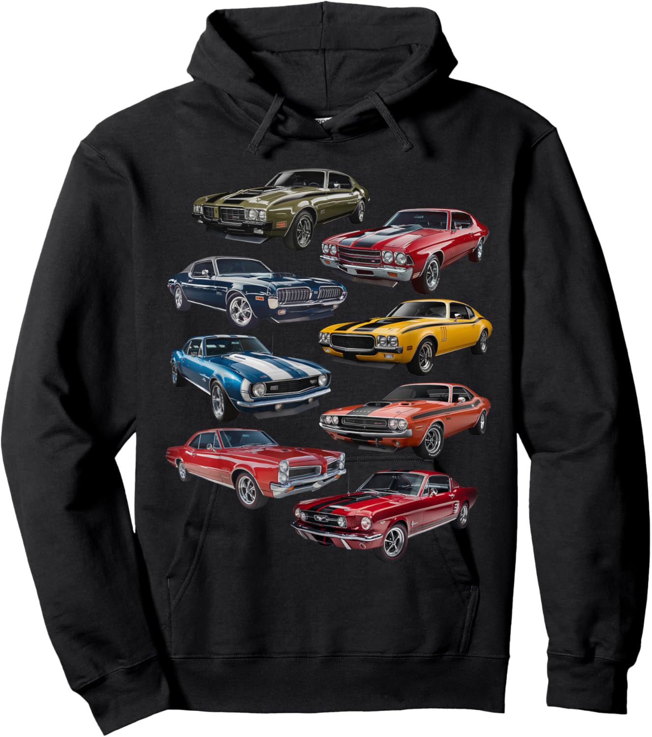 Retro American Muscle Car Enthusiasts Artwork Vintage Hoodie - Hoodie | Black