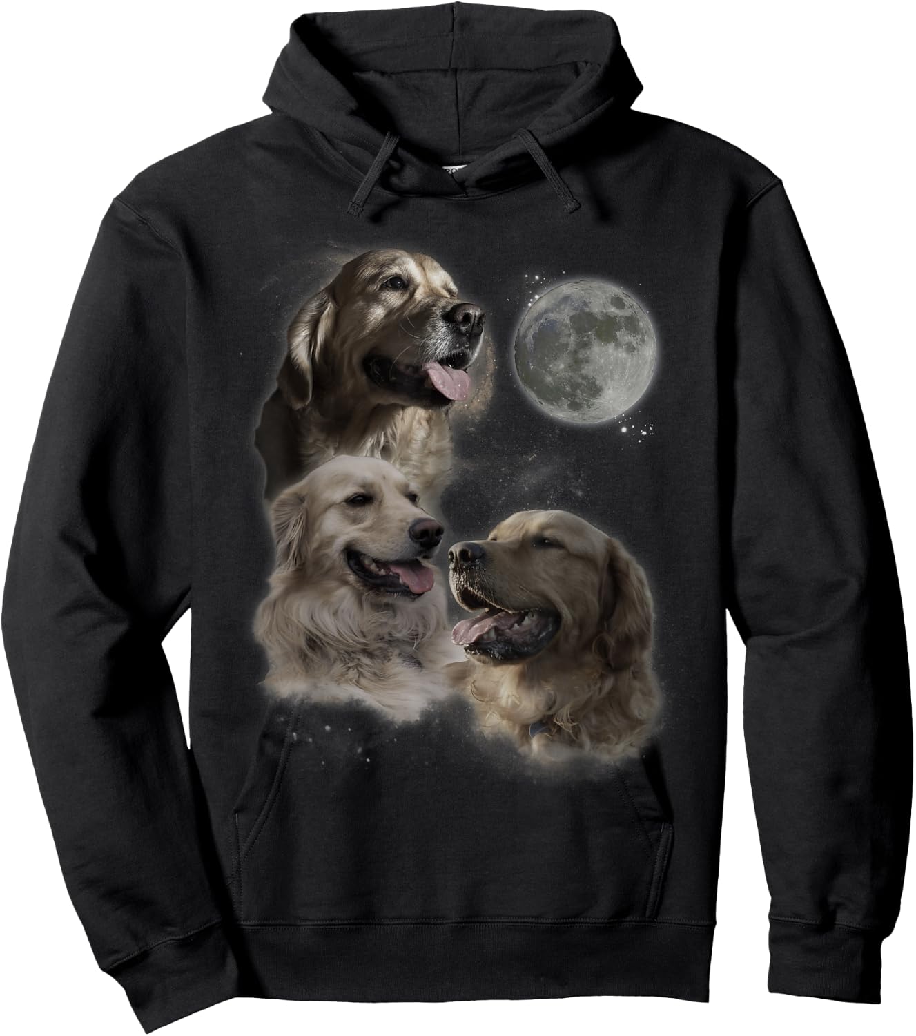 Howling at the Moon Shirt - Funny Golden Retriever Hoodie - Hoodie | Black