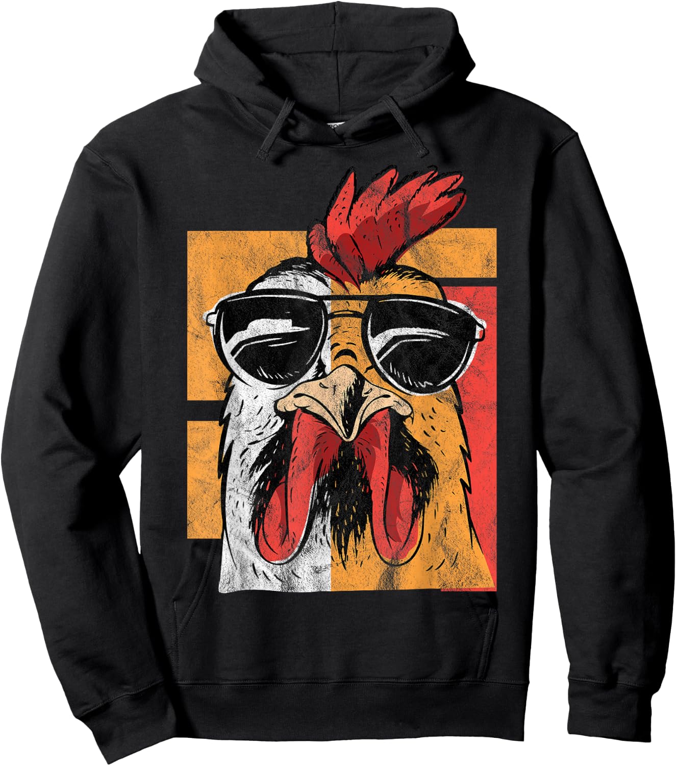 Cool Rooster Wearing Sunglasses Retro Vintage Chicken Hoodie - Hoodie | Black