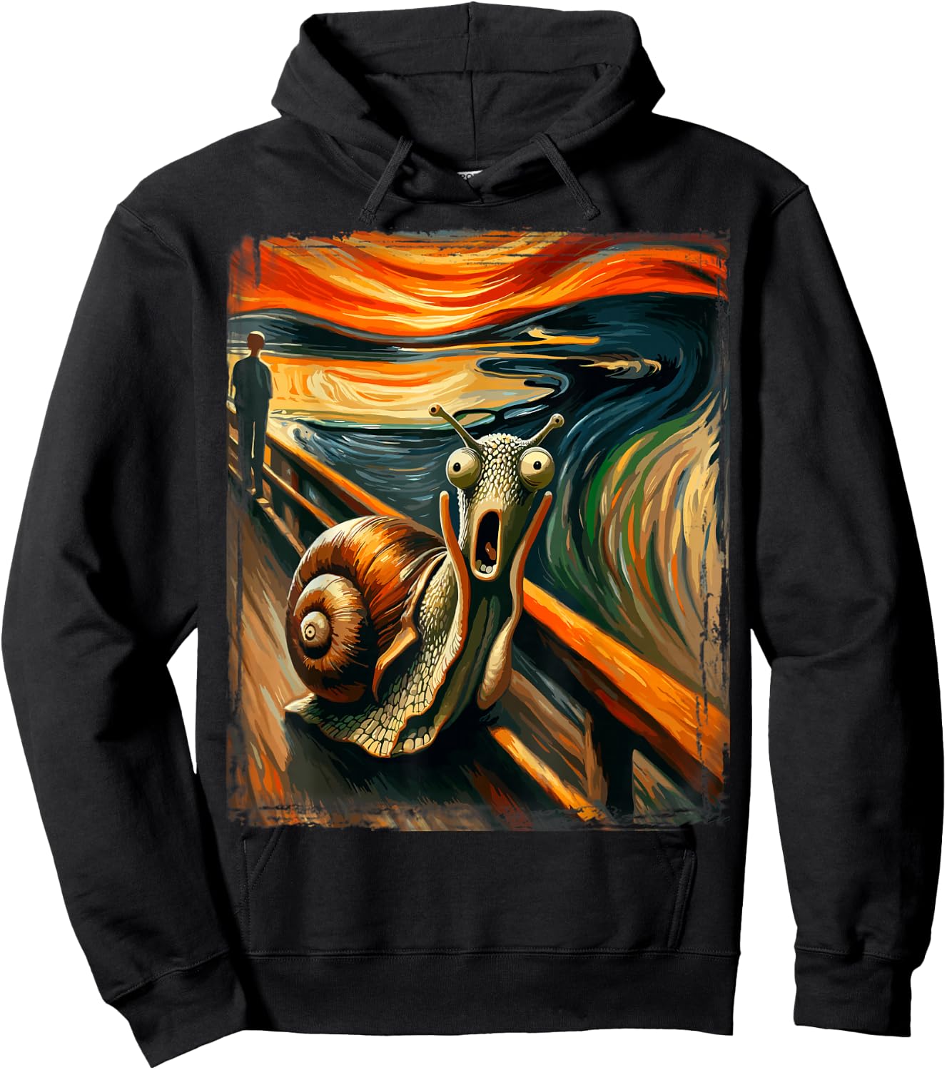Artistic Scream Parody Funny Animal Painting Art Humor Snail Hoodie - Hoodie | Black
