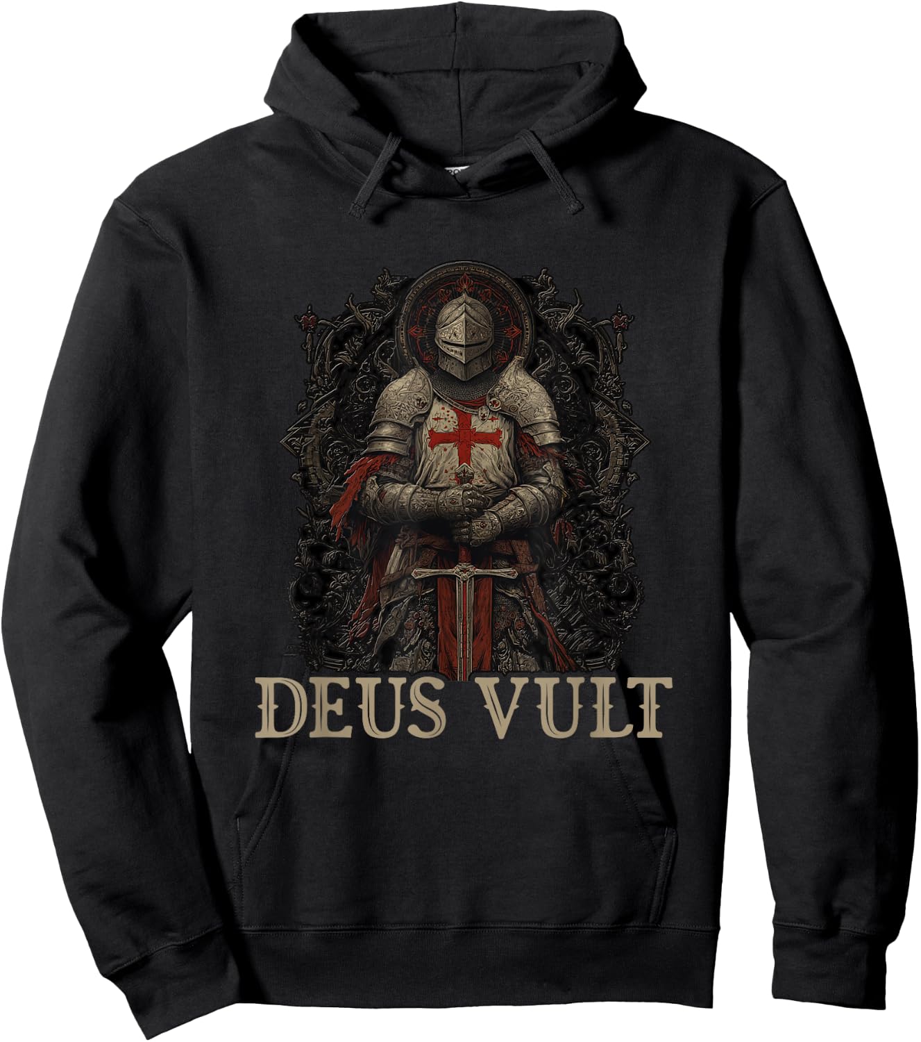 Temple Teutonic Templar Knight - Deus Vult Hoodie - Hoodie | Black
