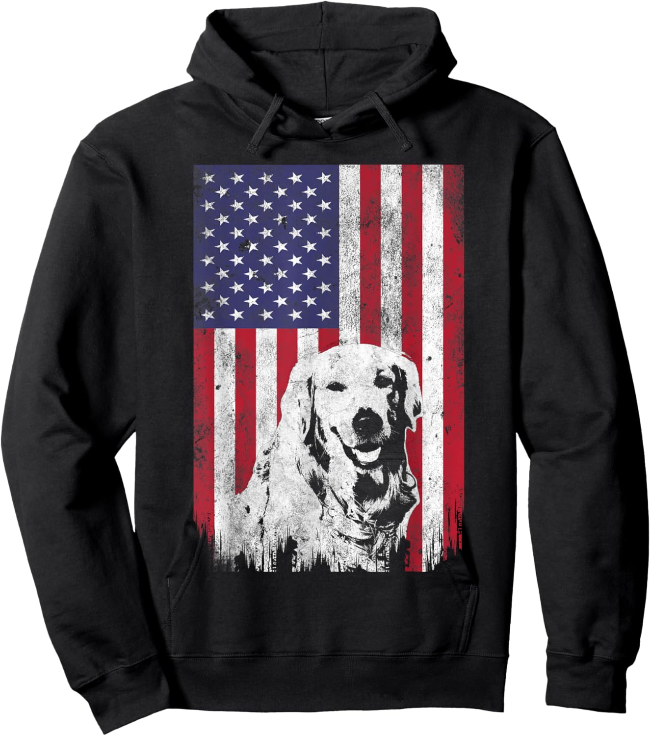 4th Of July Golden Retriever American Flag T Shirt Patriotic Women Kids Men Hoodie - Hoodie | Black