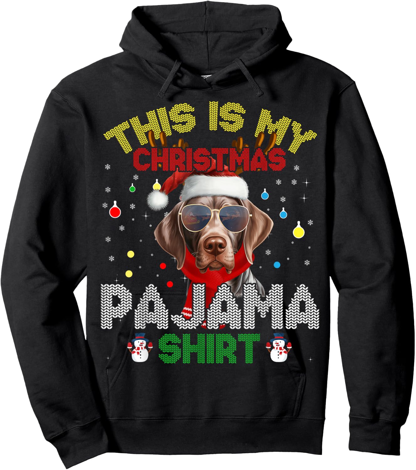 German Shorthaired Pointer Christmas Pajama Xmas Matching Hoodie - Hoodie | Black