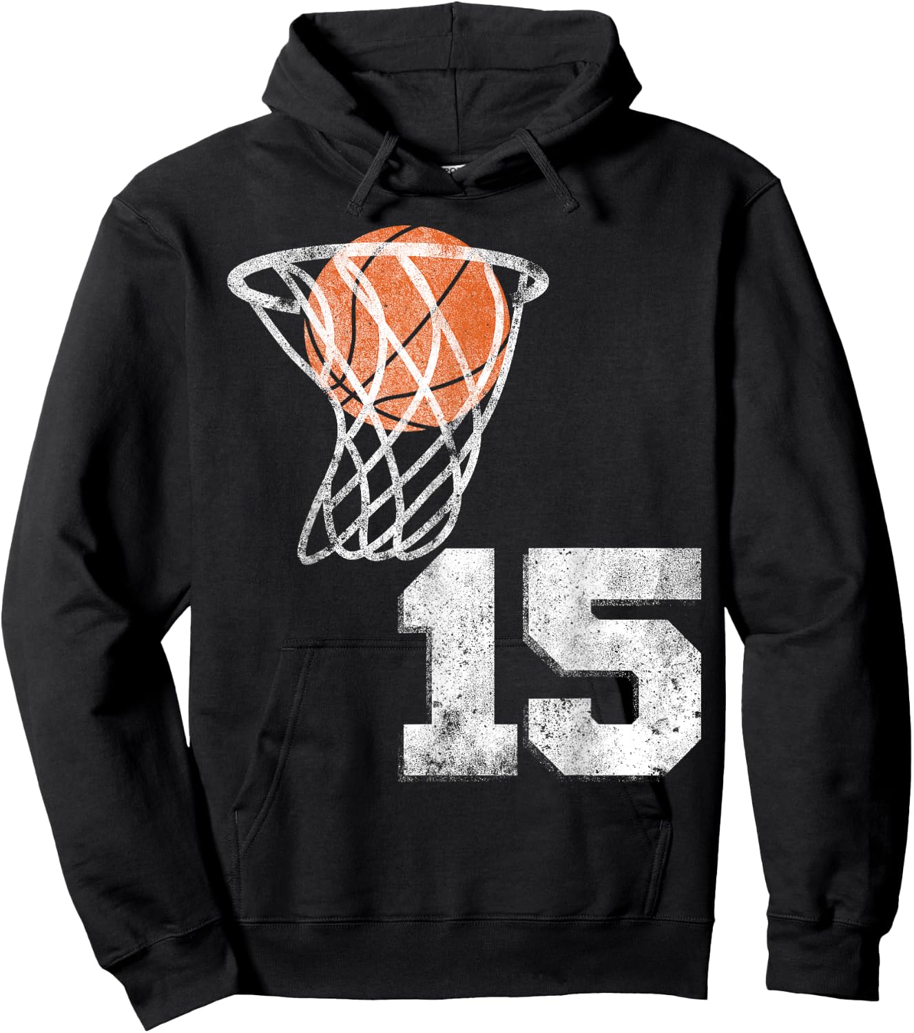 Vintage Basketball Jersey Number 15 Player Number Hoodie - Hoodie | Black