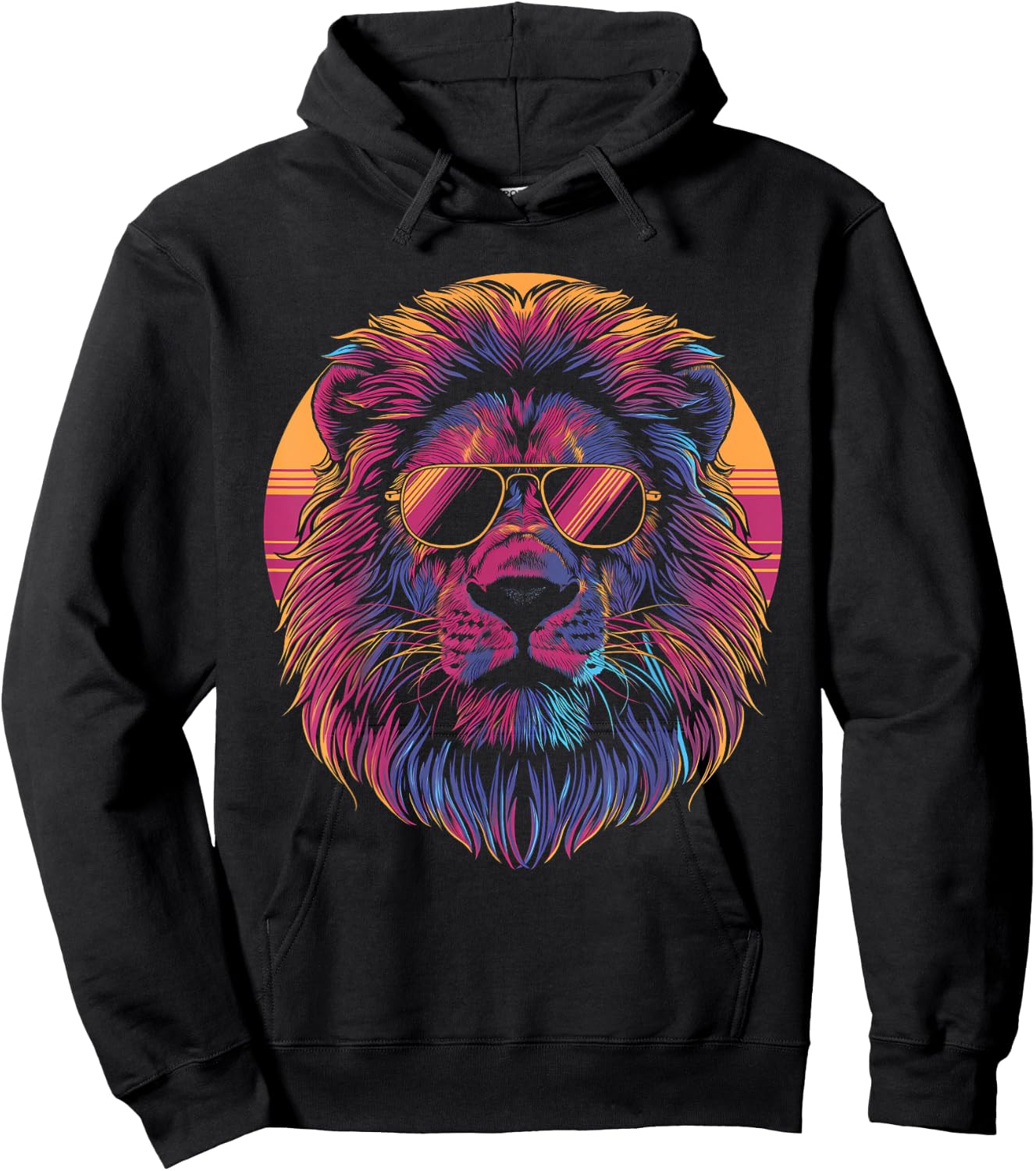 Lion Vaporwave Aesthetic Vintage Synthwave 80s 90s Retro Hoodie - Hoodie | Black