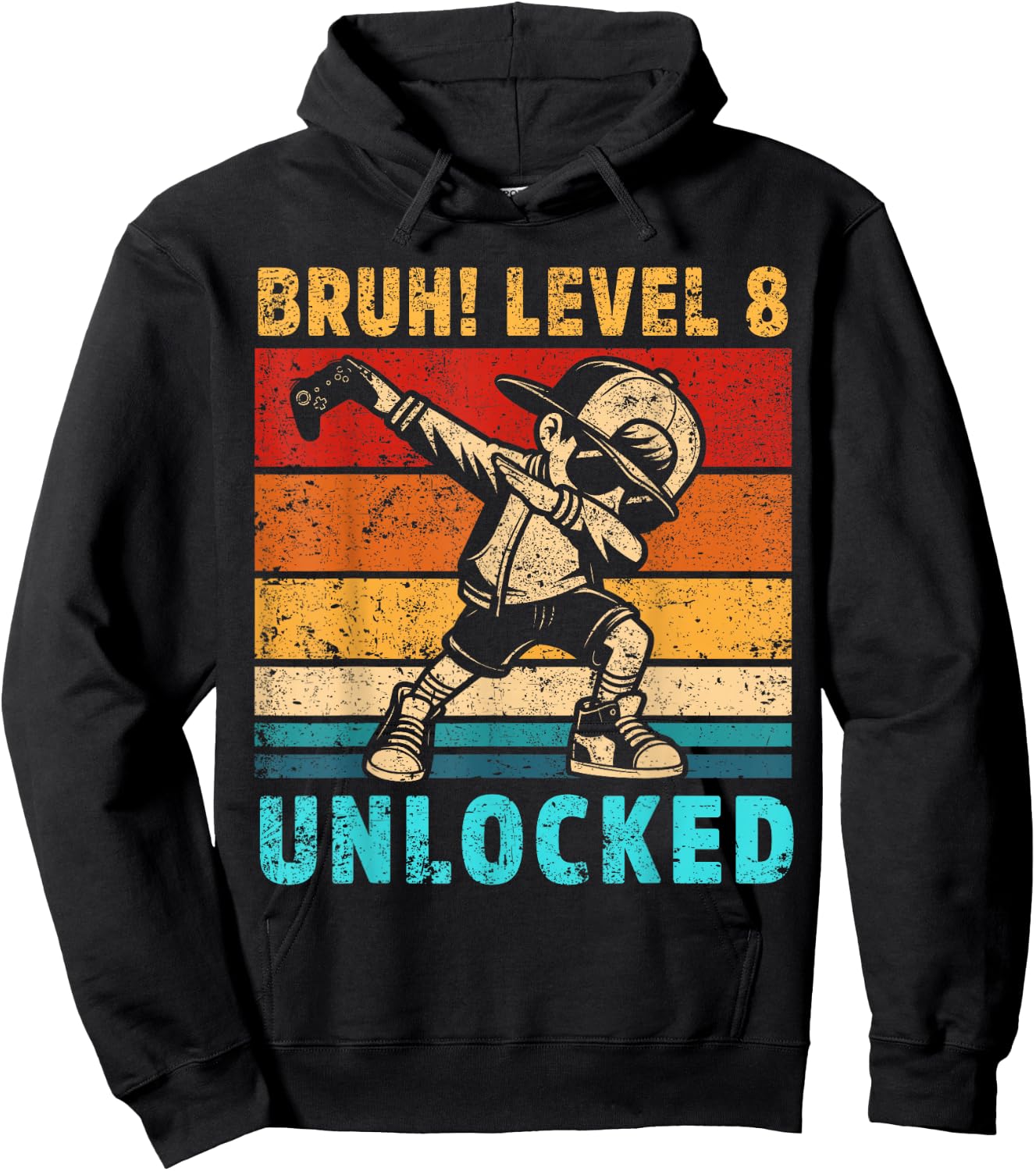 8 Year Old Birthday Dabbing Boy Bruh 8th level unlocked Hoodie - Hoodie | Black