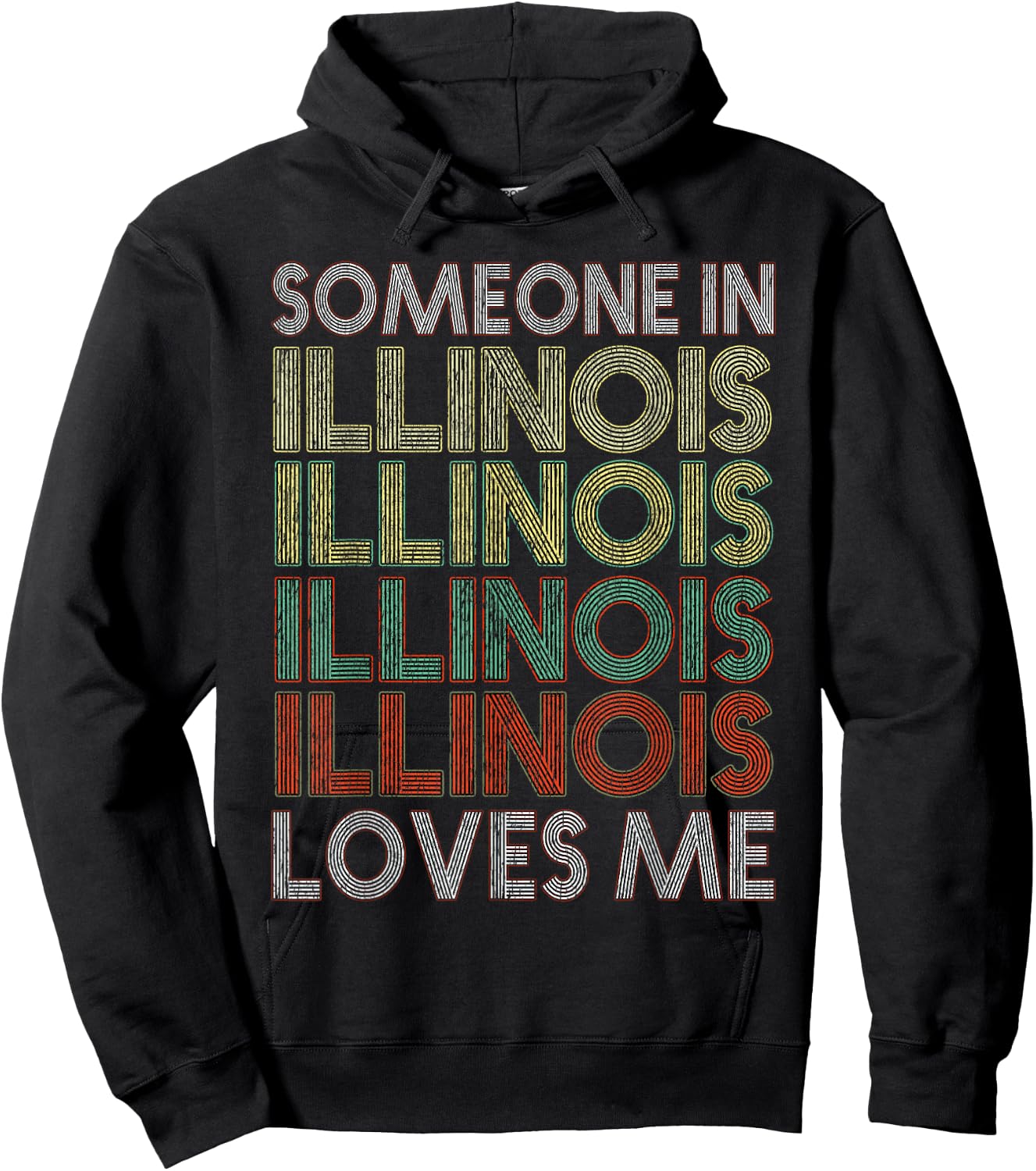 Someone In Illinois Loves Me State Retro Vintage Hoodie - Hoodie | Black