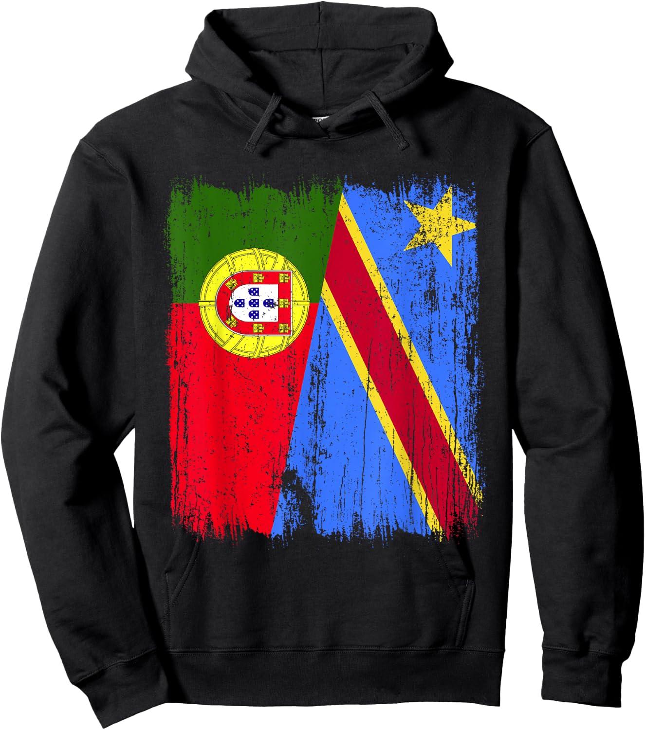 Portugal Congo Half Flag Portuguese Congolese Pride Jersey Hoodie - Hoodie | Black