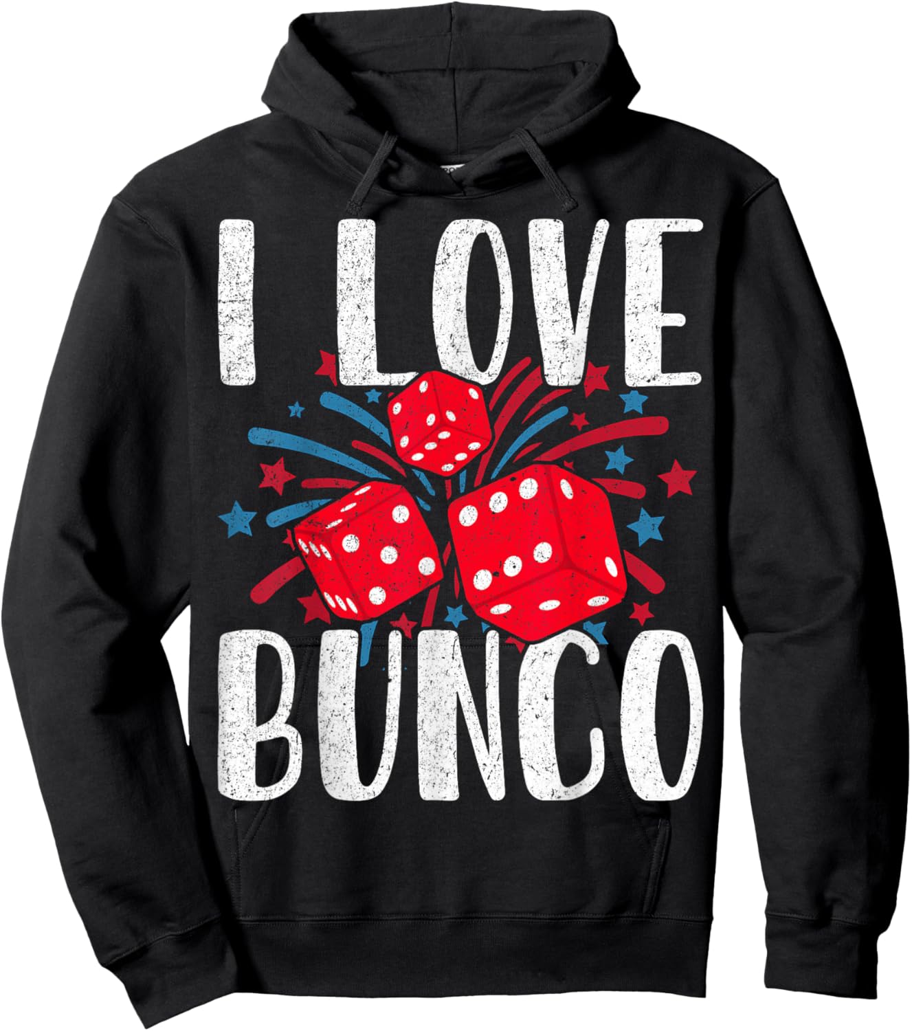 I Love Bunco Dice Game 4th of July Fireworks USA Patriotic Hoodie - Hoodie | Black