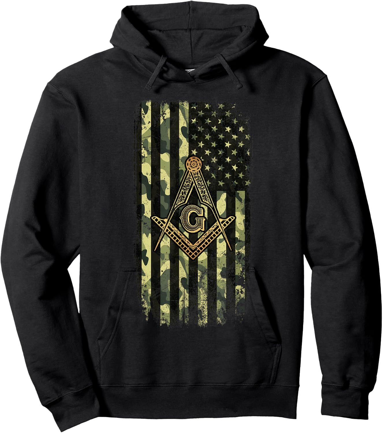 Masonic Camo American Flag - Freemason Hoodie - Hoodie | Black