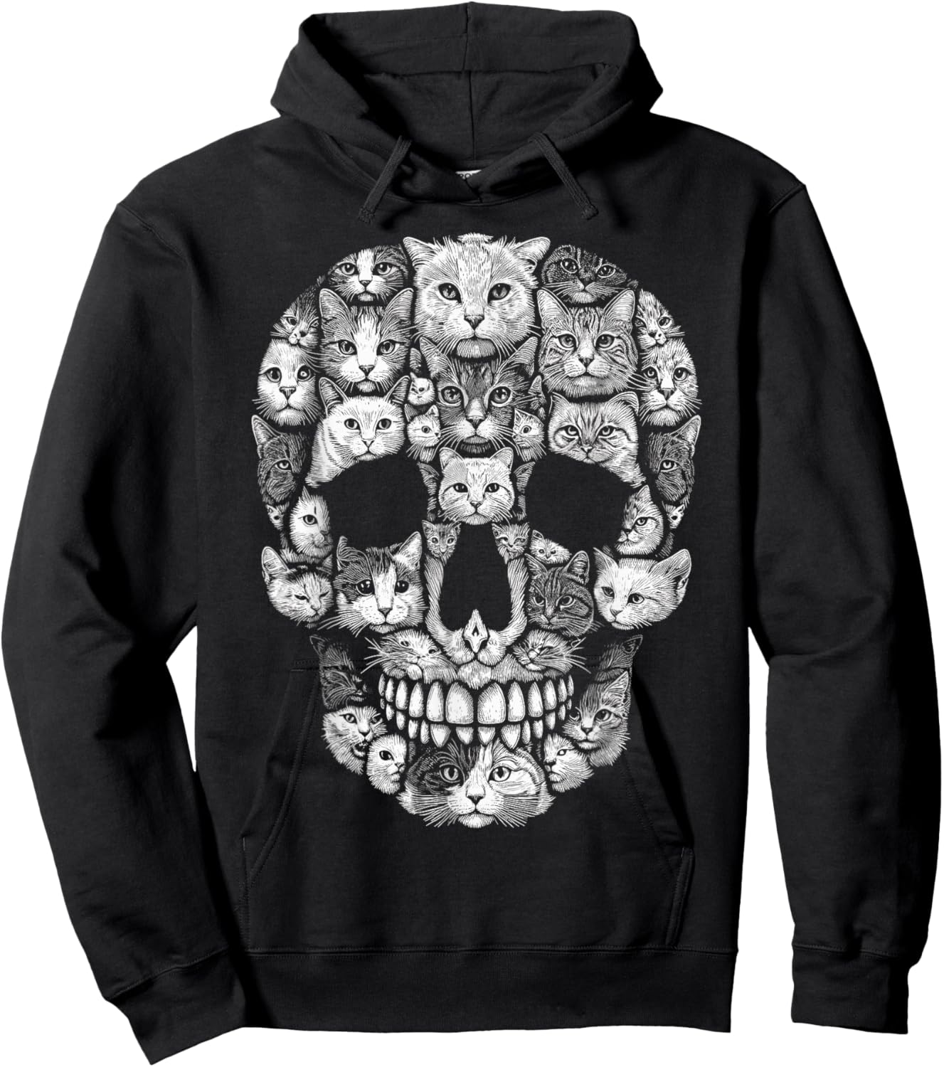 Cat Skull Kitty Skeleton Halloween Costume Cat Women Kids Hoodie - Hoodie | Black