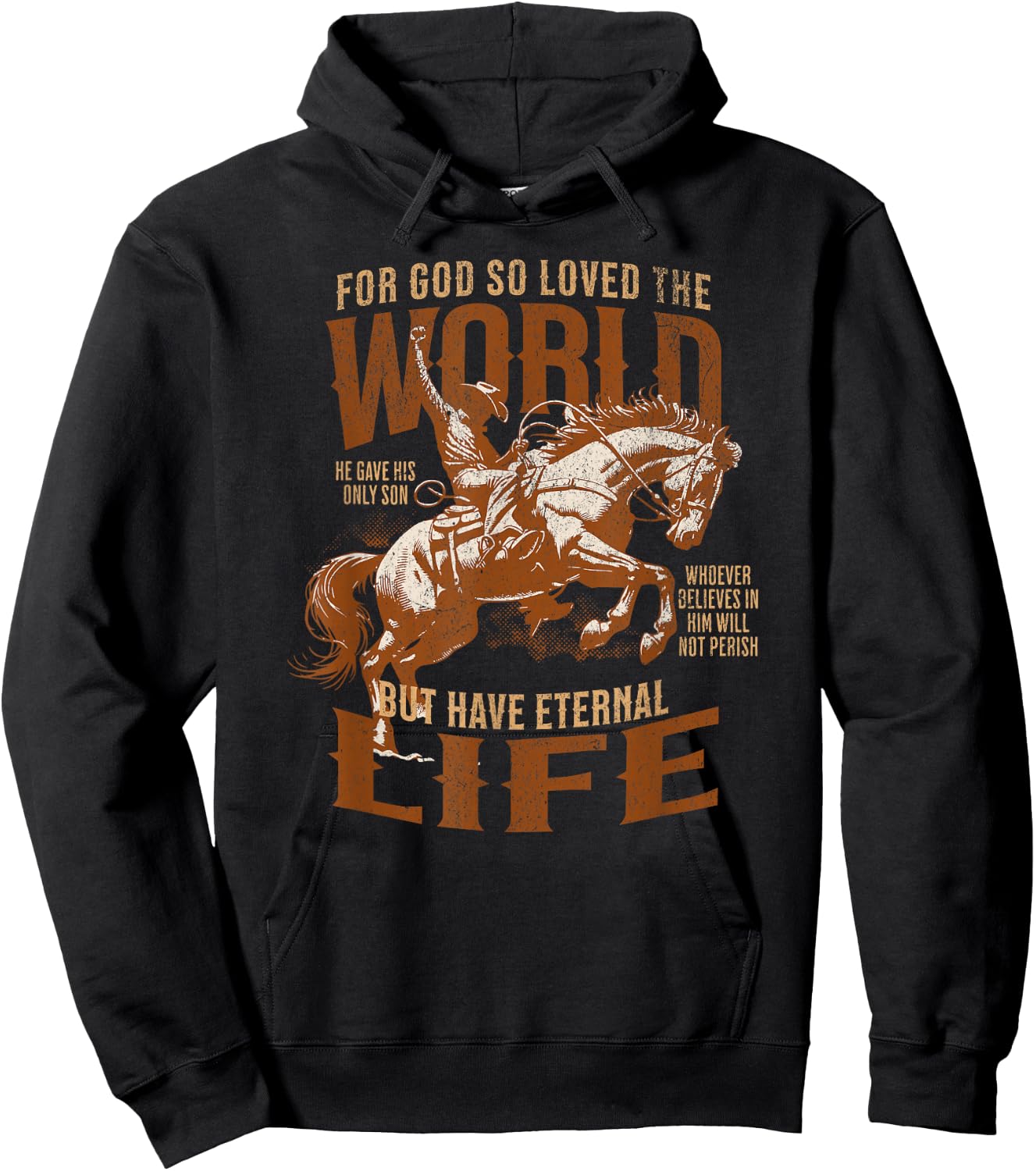 For God Loved Bible Scripture Cowboy Western Christian Jesus Hoodie - Hoodie | Black