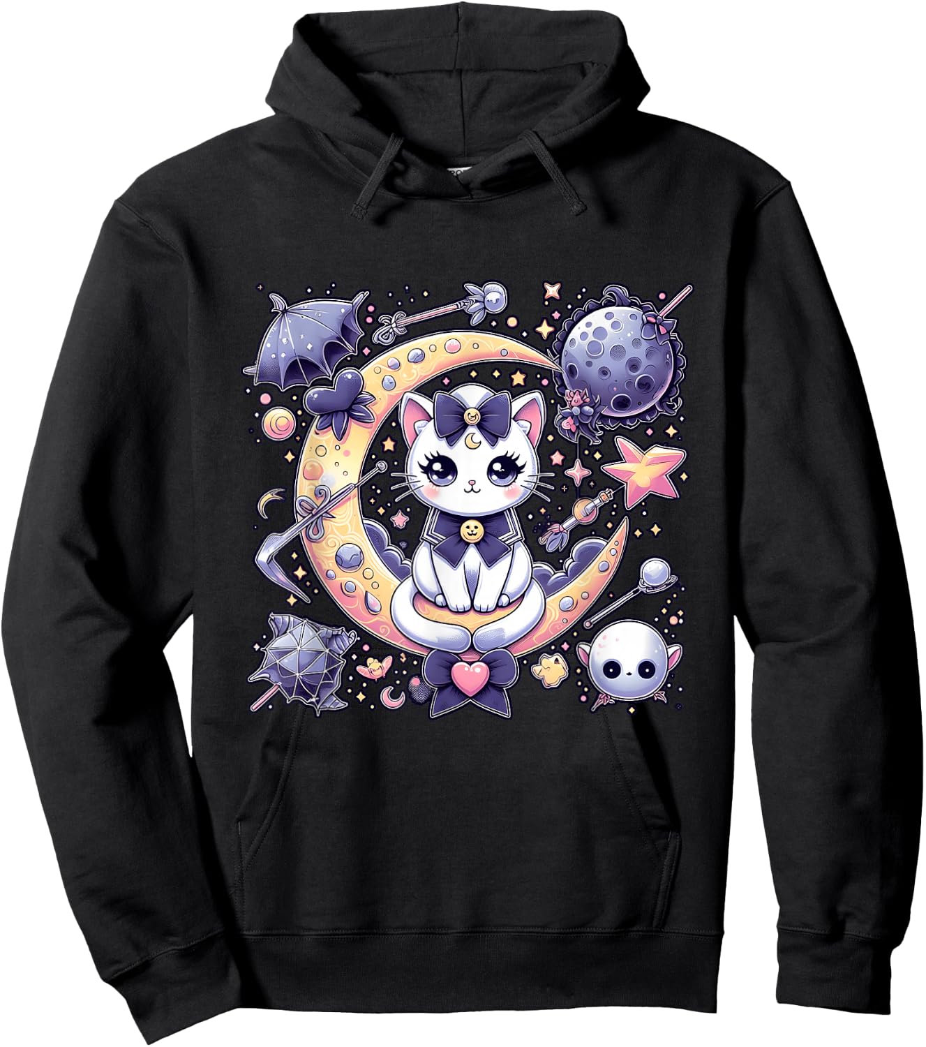 Sailor Meow Cute Moon Cat Space Magic Gothic Halloween Hoodie - Hoodie | Black