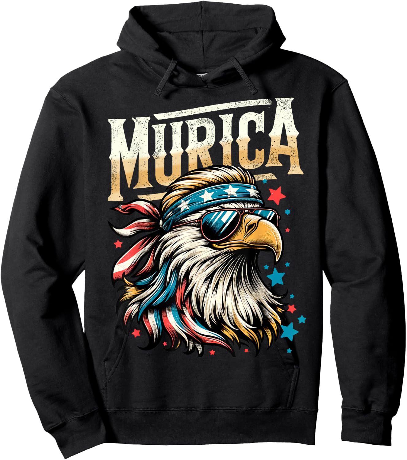 4th of July Patriotic Funny Eagle July 4th USA Murica Hoodie - Hoodie | Black