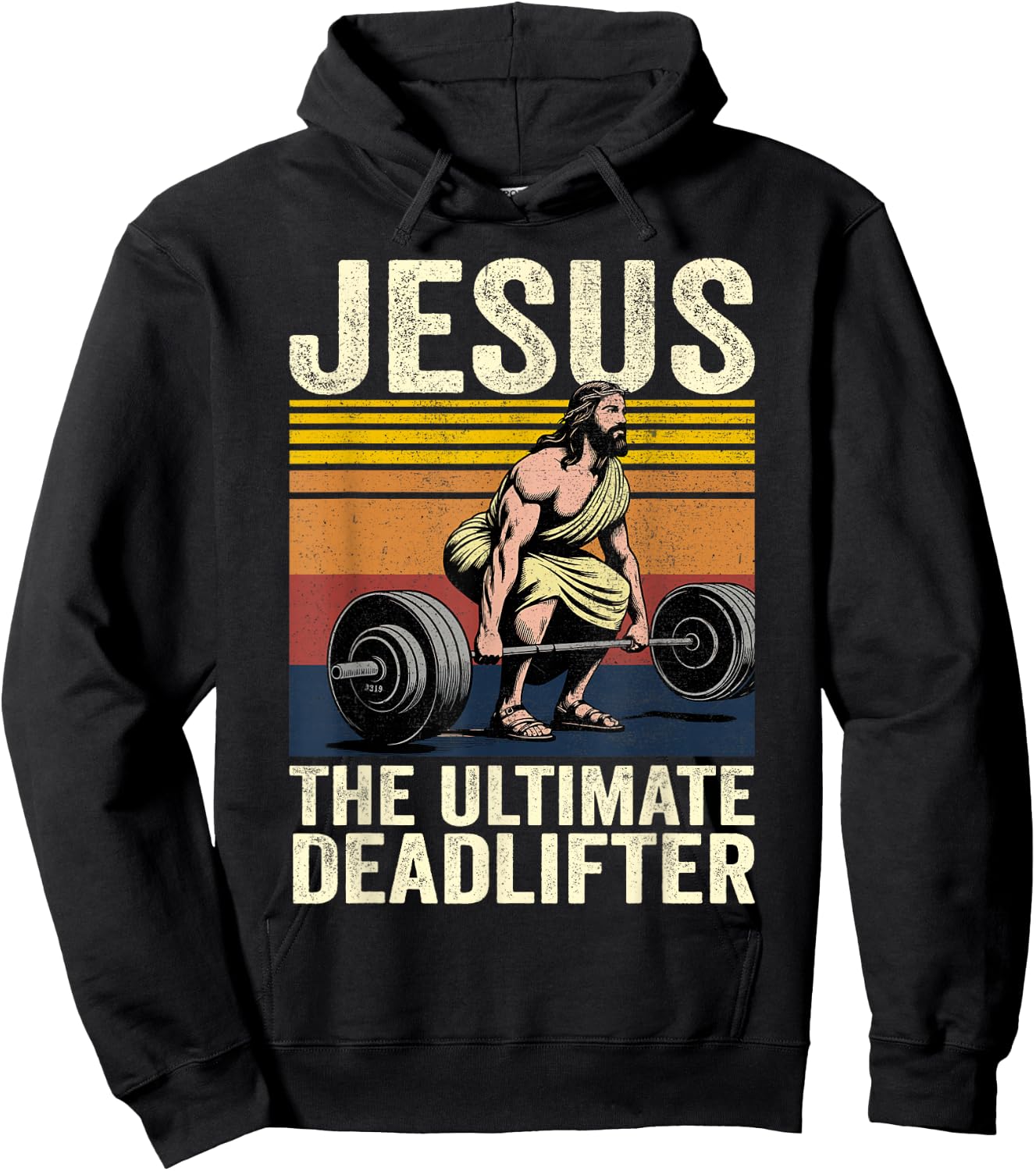 Vintage Jesus The Ultimate Deadlifter Funny Christian Gym Hoodie - Hoodie | Black