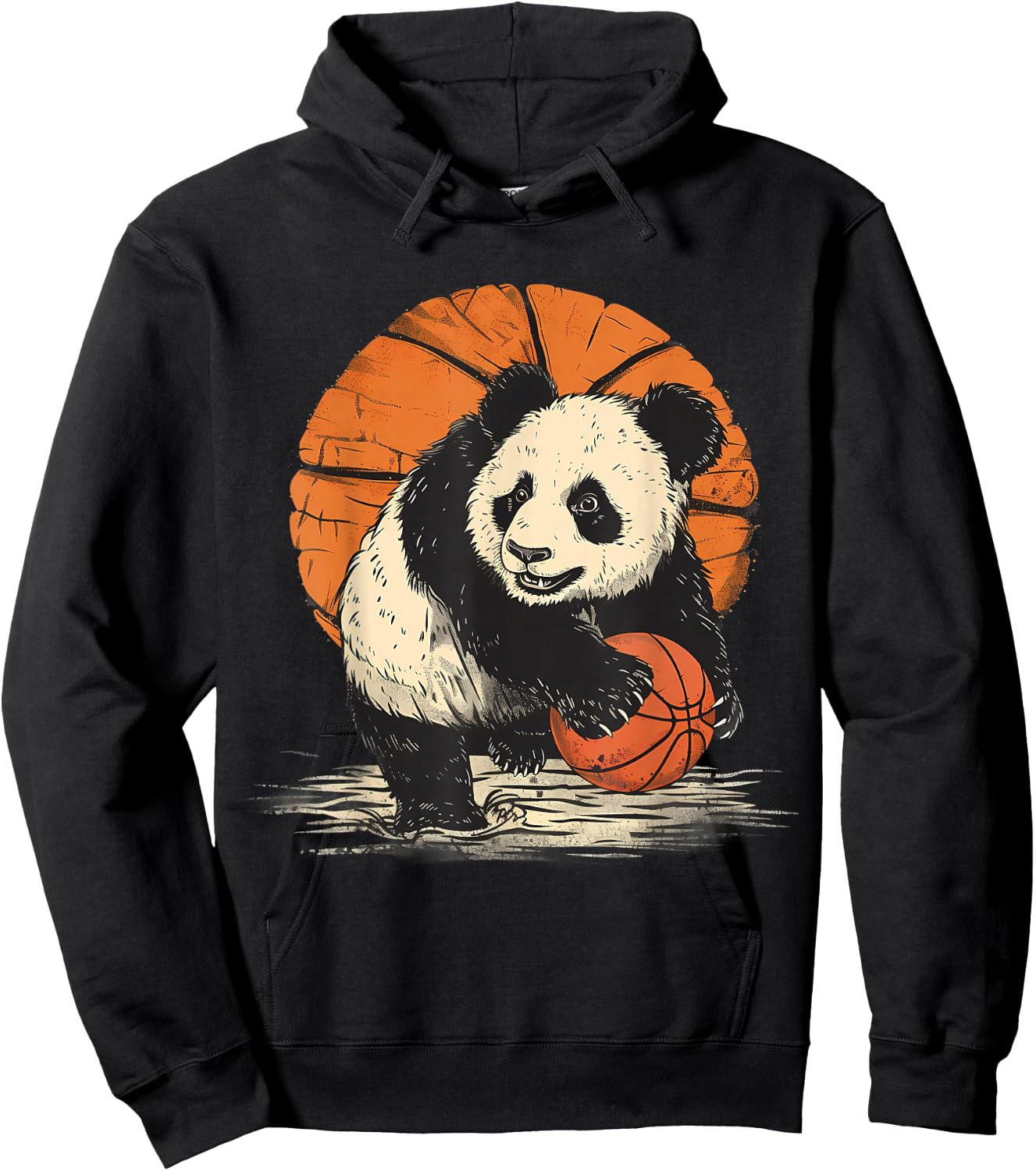 Basketball Drawing Artwork Cute Bear Basketball Hoop Hoodie - Hoodie | Black