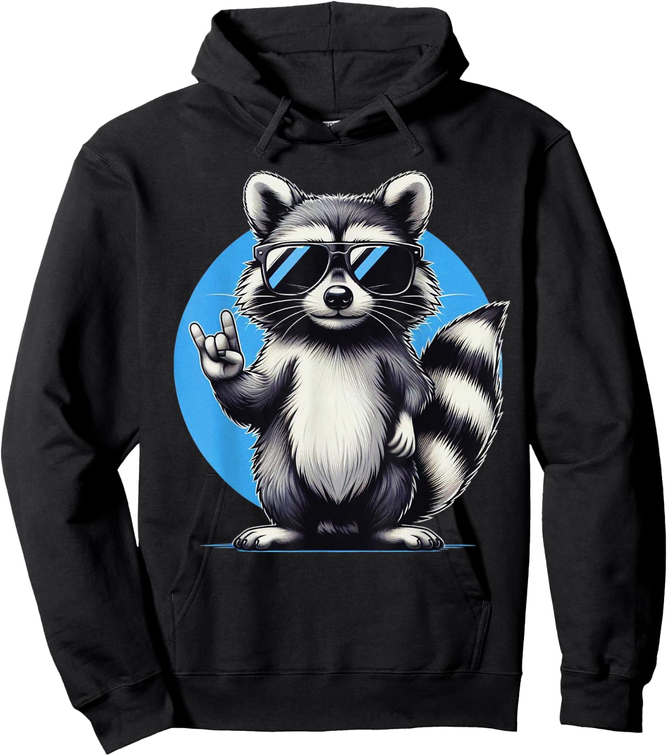 Funny Retro Raccoon Rock Music Men, Kids, Women Cool Raccoon Hoodie - Hoodie | Black