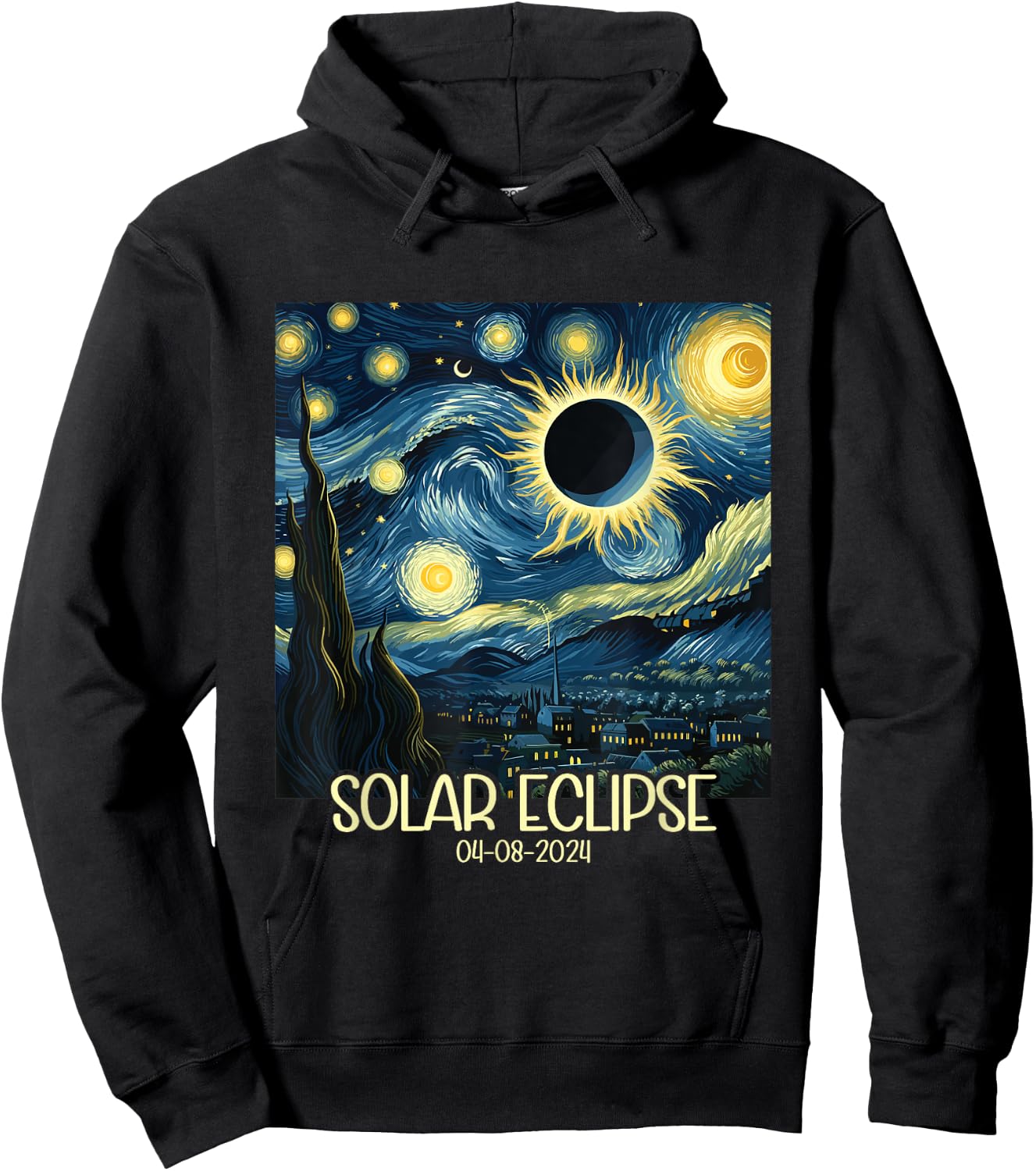 Van Gogh Starry Night Total Solar Eclipse April 8 2024 Hoodie - Hoodie | Black