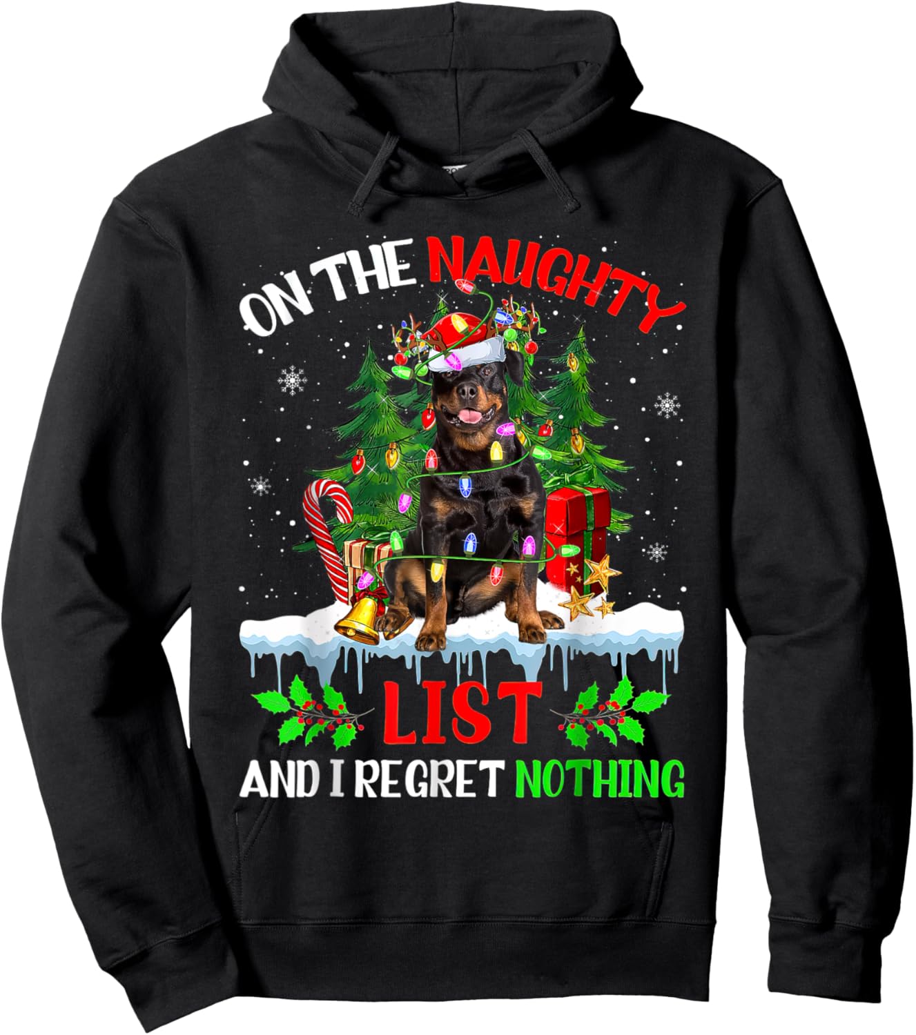 Adults Black Small Modern Cartoon Holiday Graphic Lightweight Pull On 1 Count Hoodie - Hoodie | Black