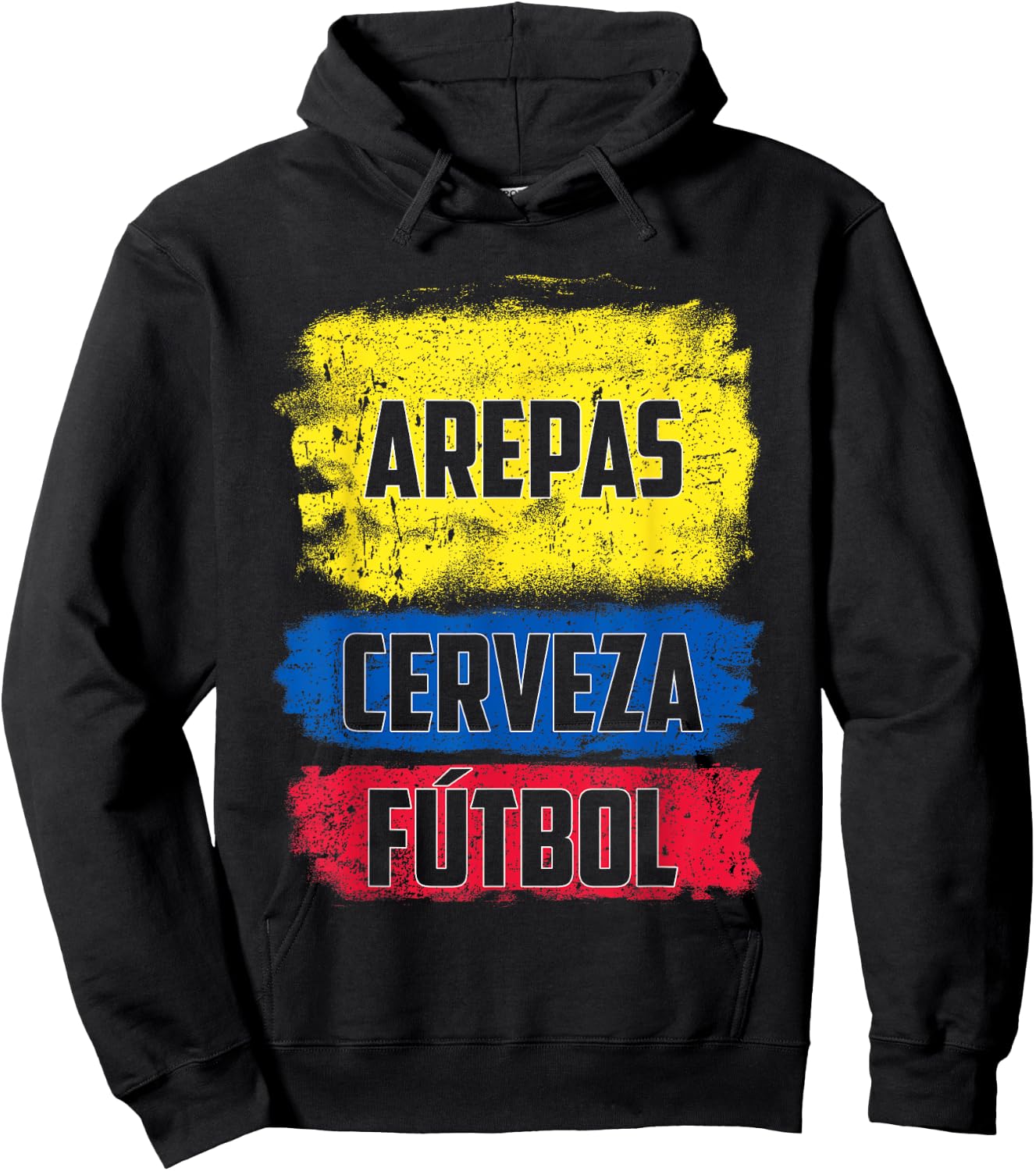 Arepas Cerveza Futbol Colombian Flag Distress Colombia Flag Hoodie - Hoodie | Black