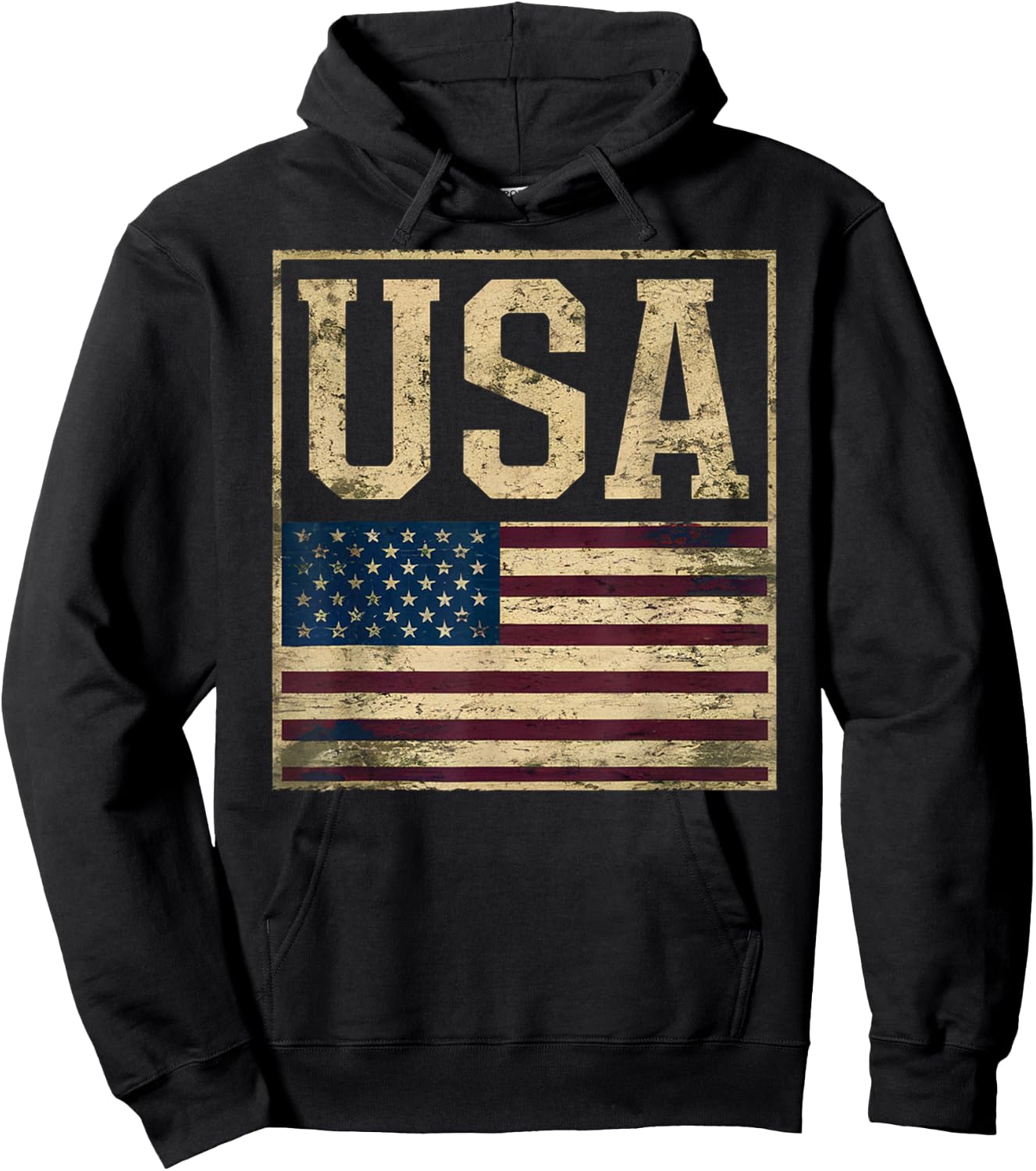 USA American Flag Vintage Patriotic Pride Design Hoodie - Hoodie | Black