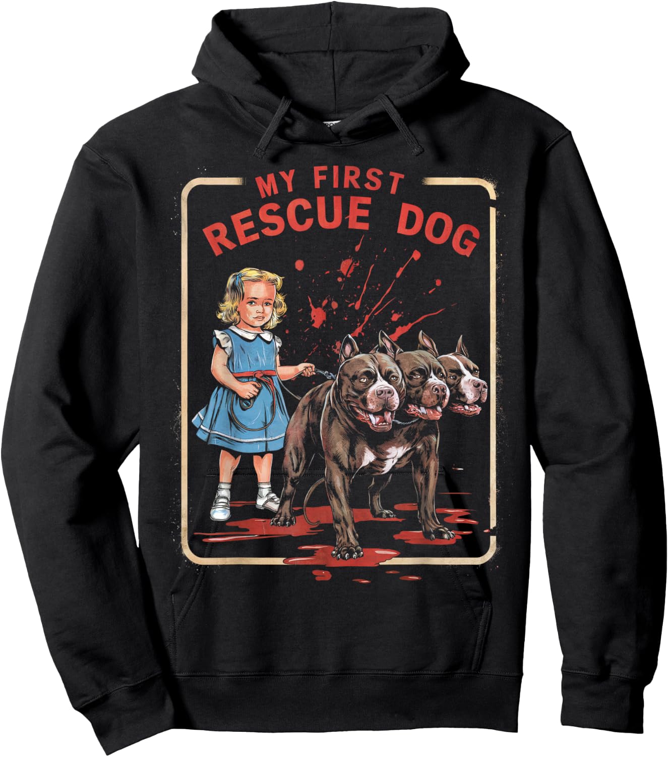 Vintage Horror Movie Lover Retro Halloween Shirt Rescue Dog Hoodie - Hoodie | Black