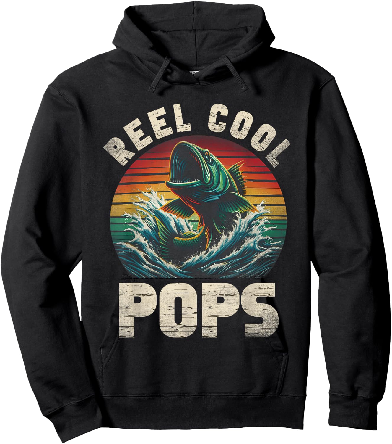 Reel Cool Pops Fishing Pops Pop Father's Day Fisherman Fish Hoodie - Hoodie | Black