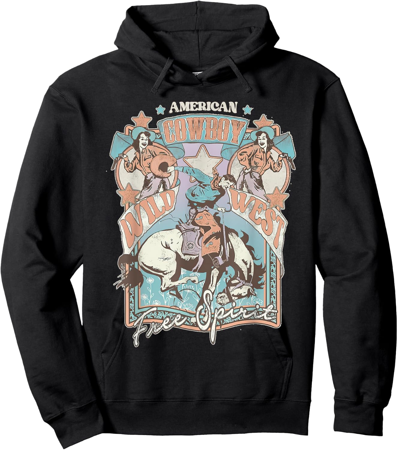 Western American Rodeo Cowboy Wild West Free Spirit Hoodie - Hoodie | Black