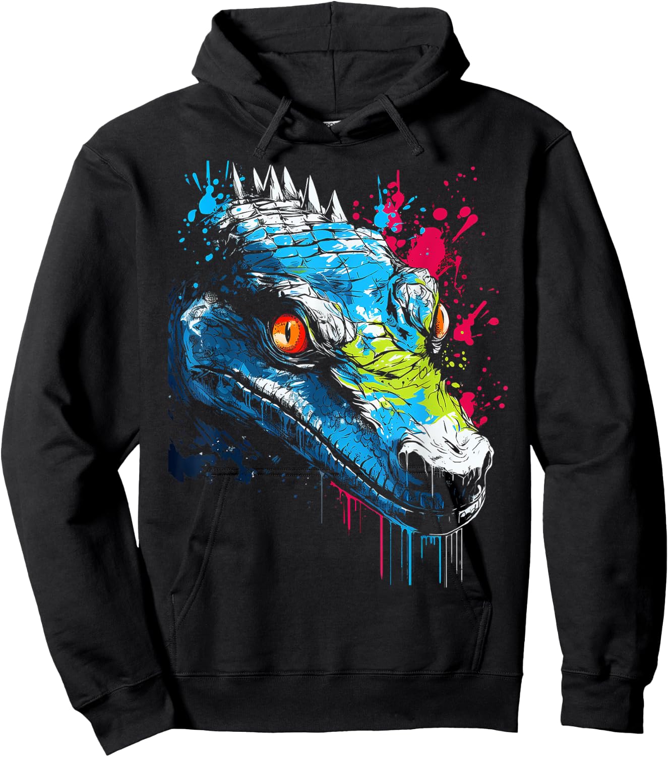 Crocodile Animal Graphic Illustration Crocodile Hoodie - Hoodie | Black