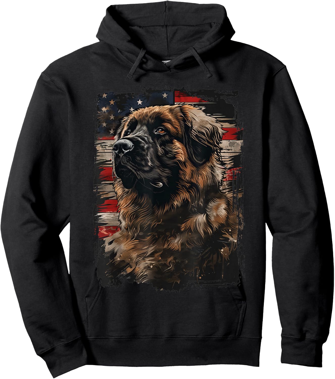 Leonberger American Flag Hoodie - Hoodie | Black
